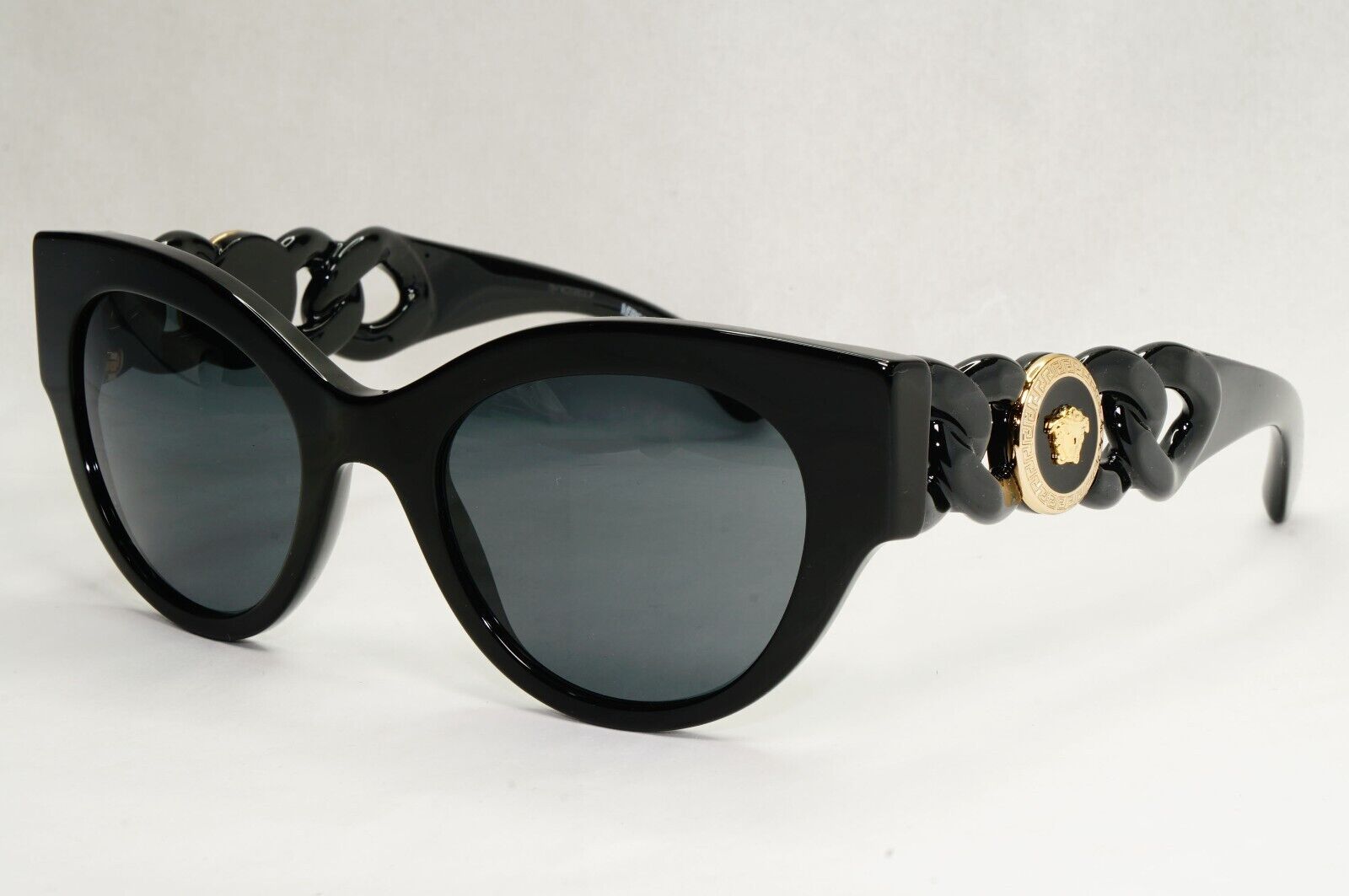 Versace Sunglasses Chain Black Gold Medusa Dark Grey MOD VE 4408 GB1/87 52mm