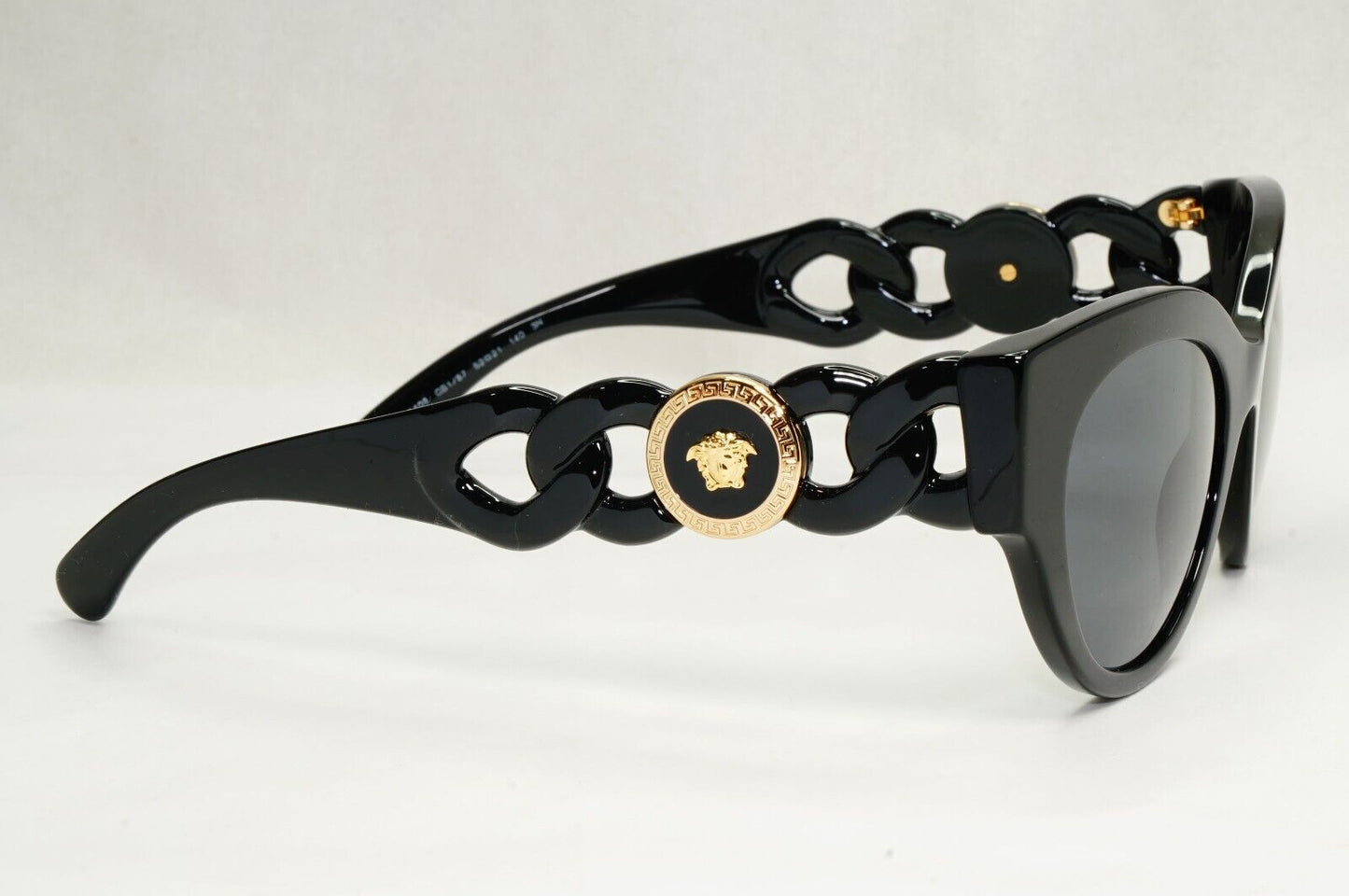 Versace Sunglasses Chain Black Gold Medusa Dark Grey MOD VE 4408 GB1/87 52mm