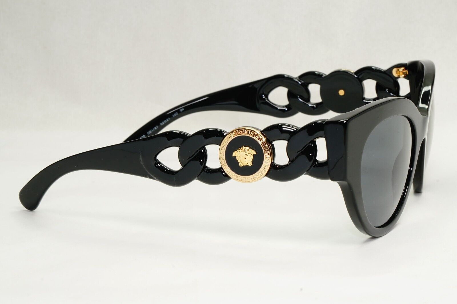 Versace Sunglasses Chain Black Gold Medusa Dark Grey MOD VE 4408 GB1/87 52mm