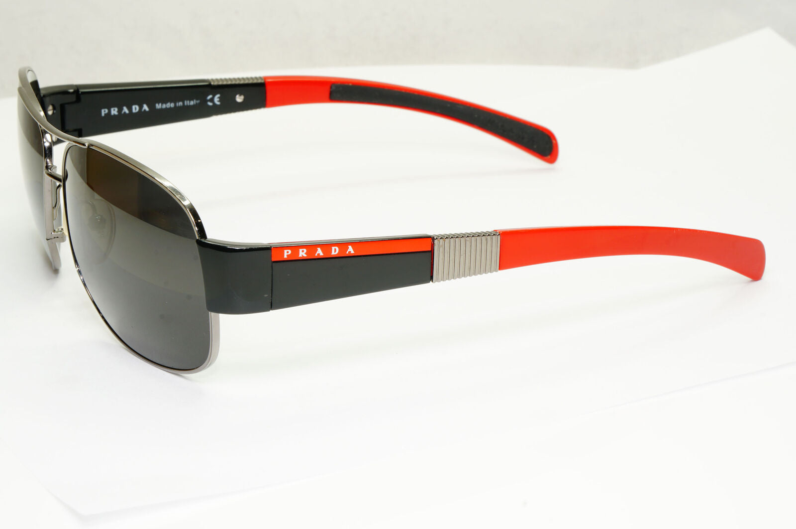 Prada 2006 Sunglasses Vintage Pilot Black Red PS56HS SPS 56H 5AV-3M1 290323
