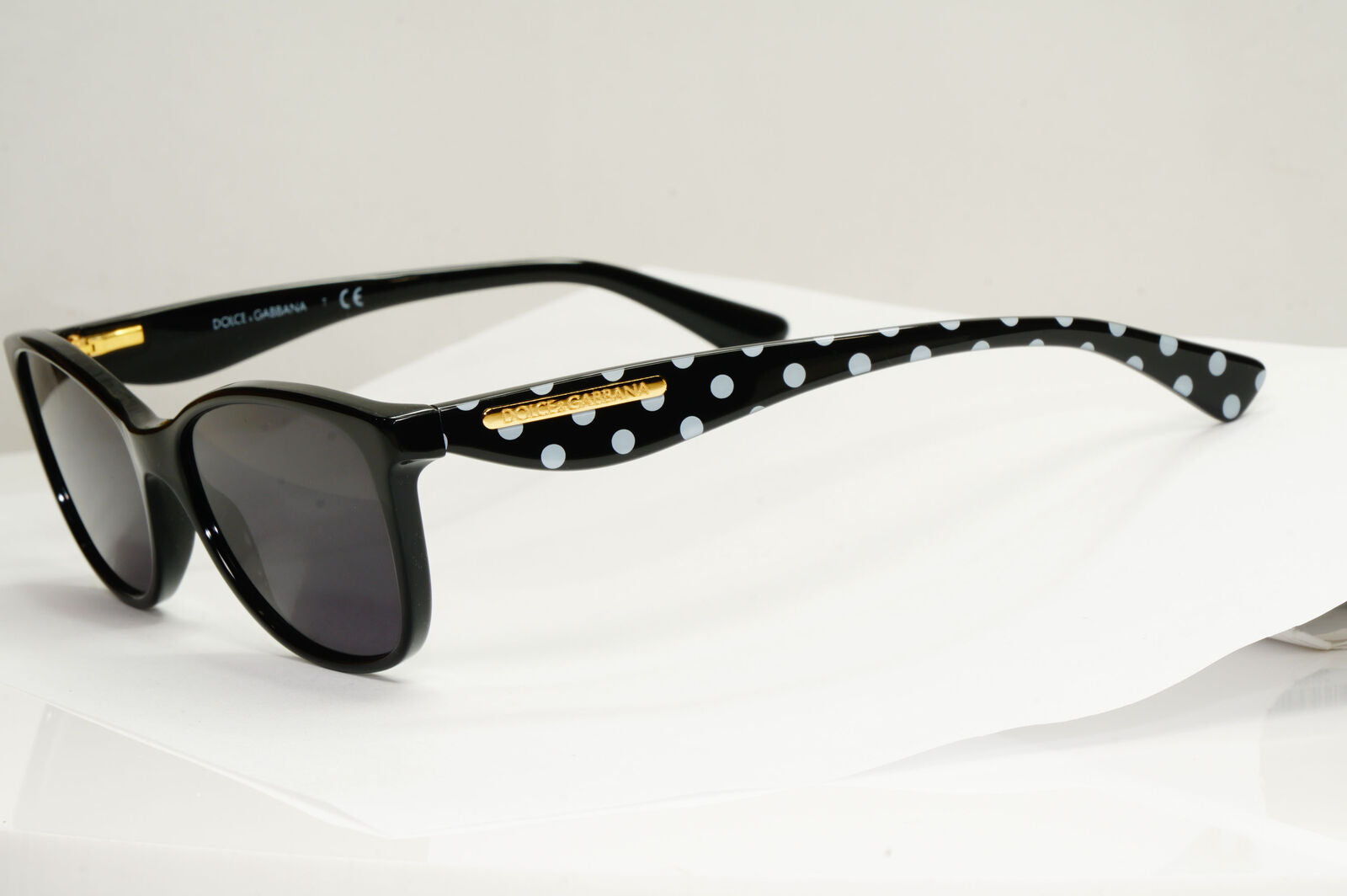 Dolce & Gabbana Black Sunglasses Polka Dot Gold Square DG 3174 2877 250123