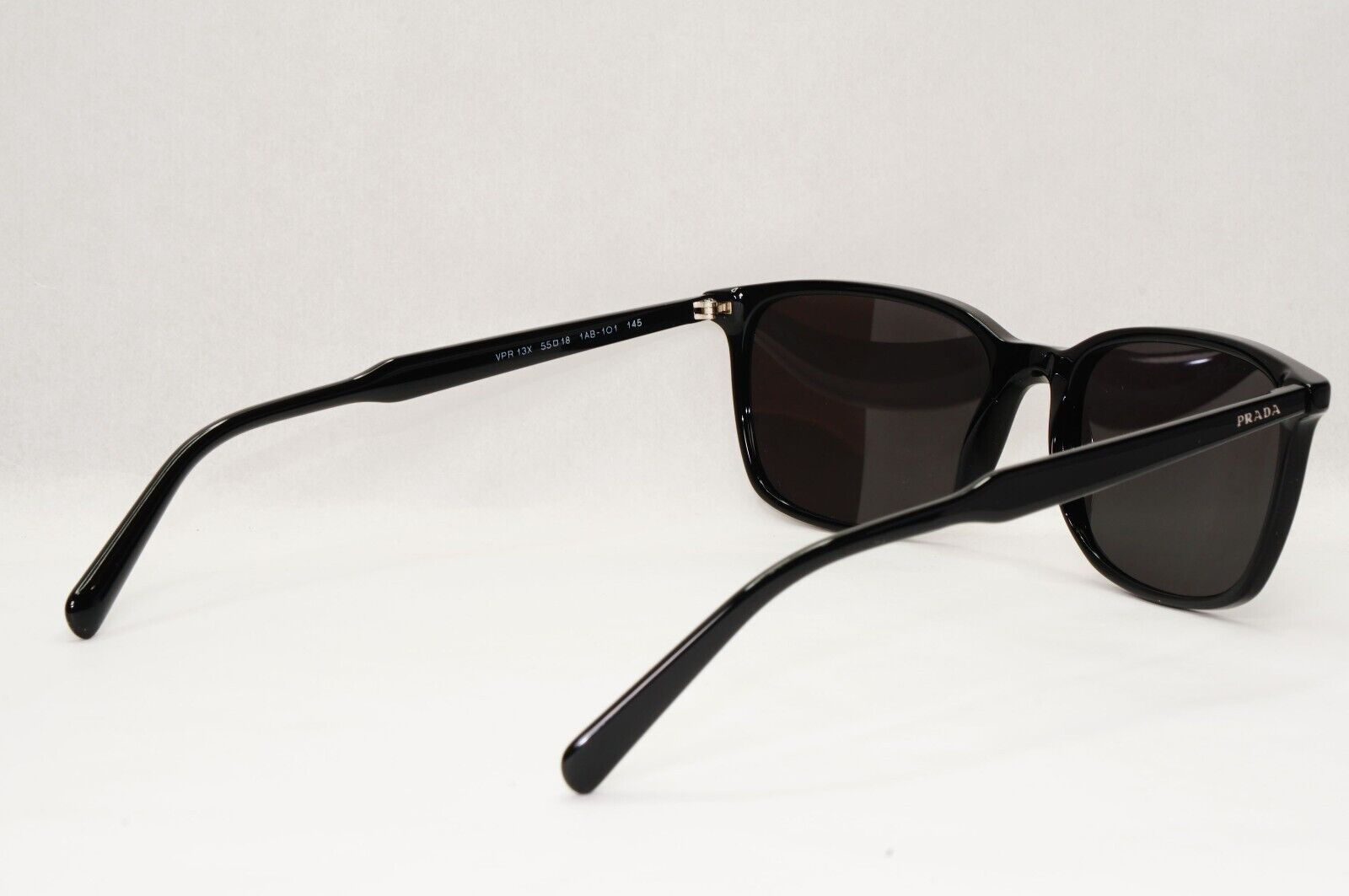 Prada Sunglasses Black Square Glossy Fashion PR13XV VPR 13X 1AB-1O1 55mm