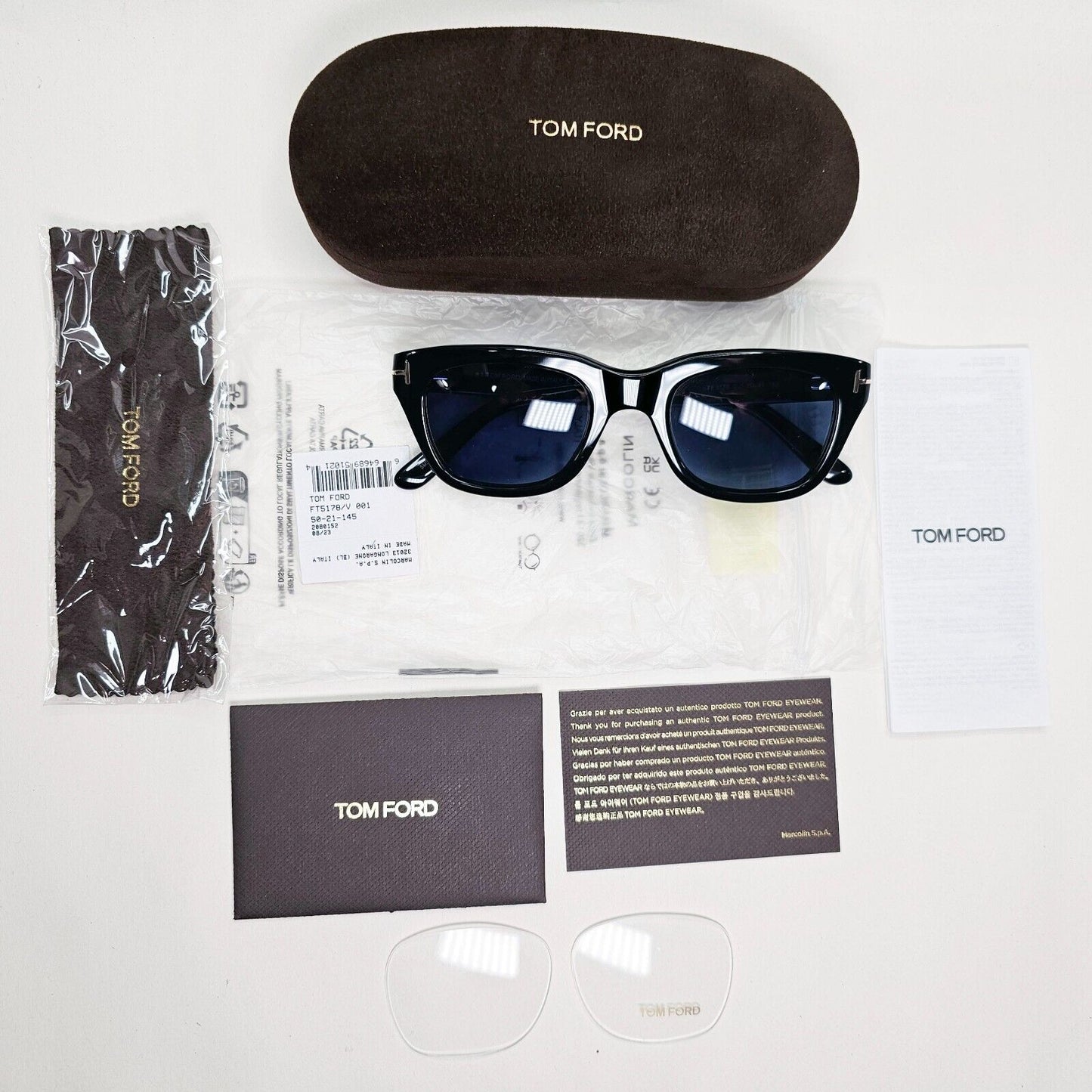 Tom Ford Sunglasses Black Glossy Dark Bue Spectre Bond FT5178 TF 5178 001 50mm