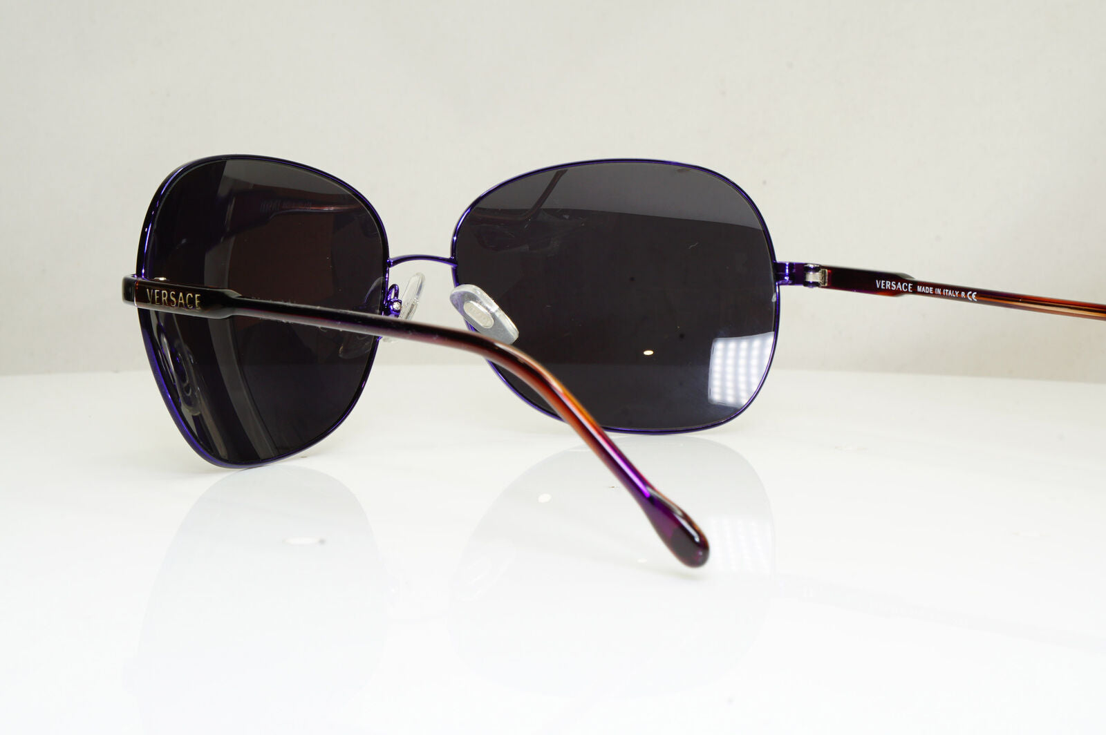 Versace Violet Womens Vintage Sunglasses Black Brown Square 2124 1230/5E 29269