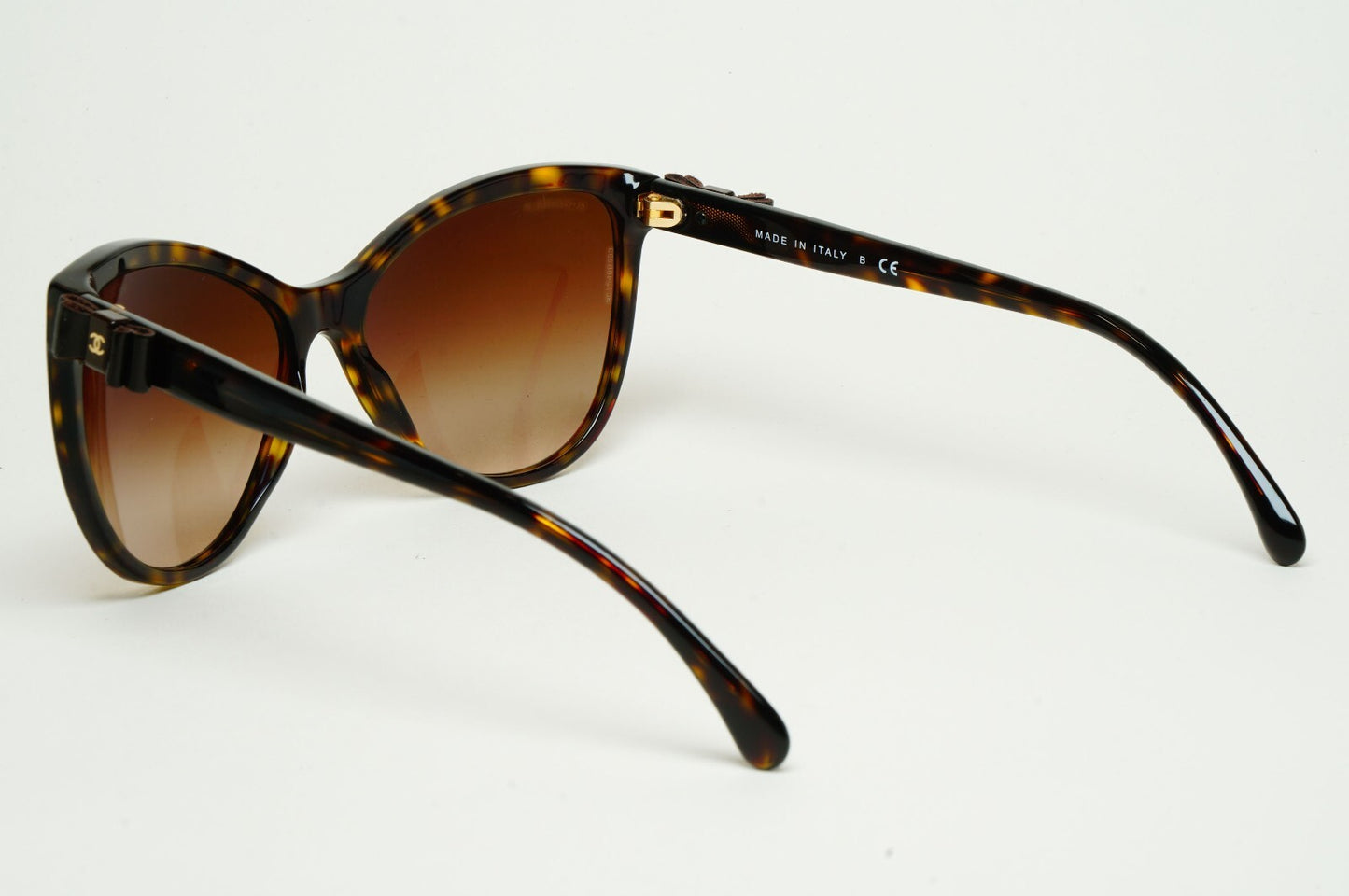 Chanel Sunglasses Leather Bow Brown Tortoise Cat Eye 5281-Q c.714/S5 070325