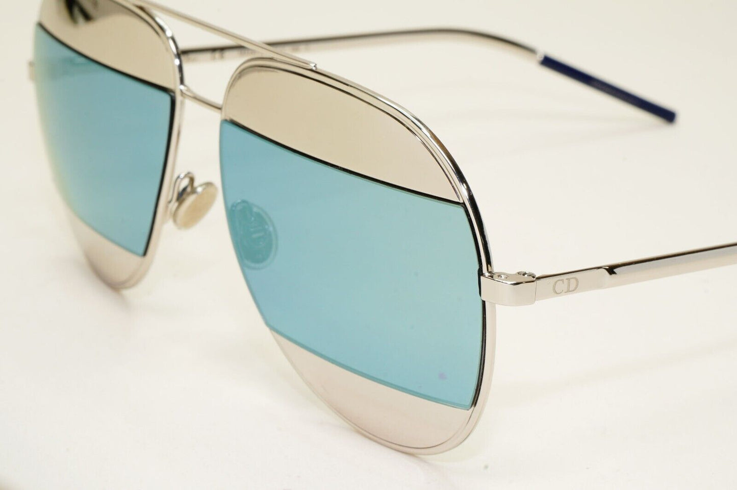 Dior Sunglasses Blue Silver Palladium Metal Pilot Unisex Split 1 0103J 311024
