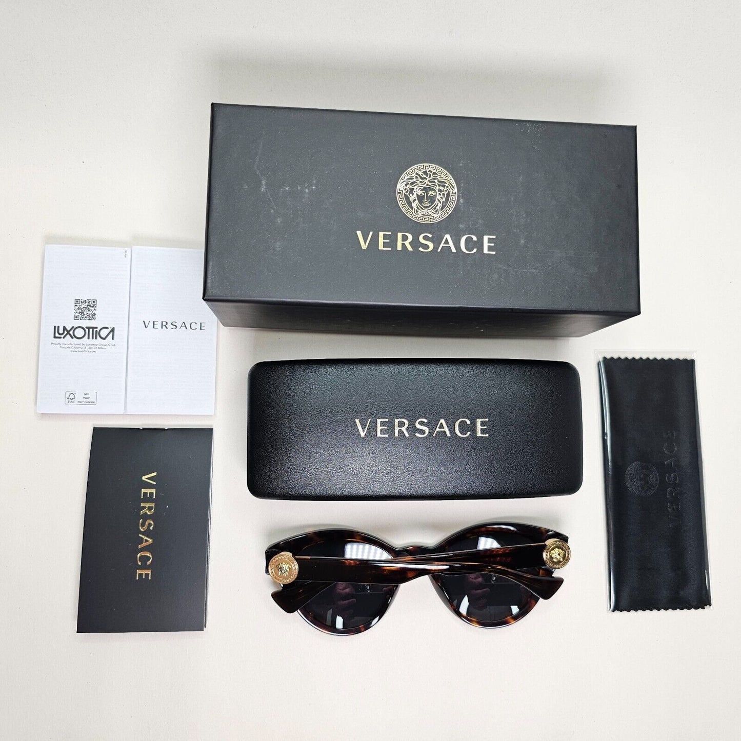 Versace Sunglasses Tortoise Havana Brown Grey Cat Eye MOD VE 4435 108/87 52mm