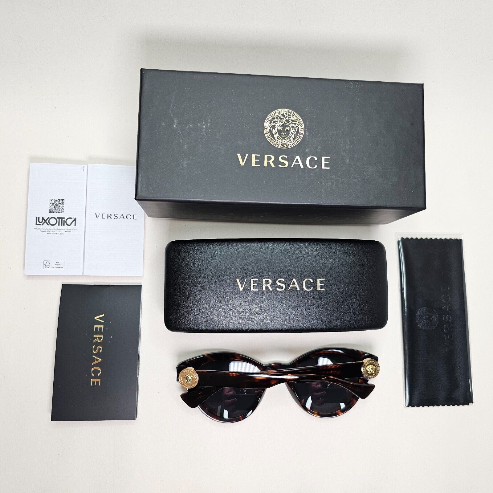 Versace Sunglasses Tortoise Havana Brown Grey Cat Eye MOD VE 4435 108/87 52mm