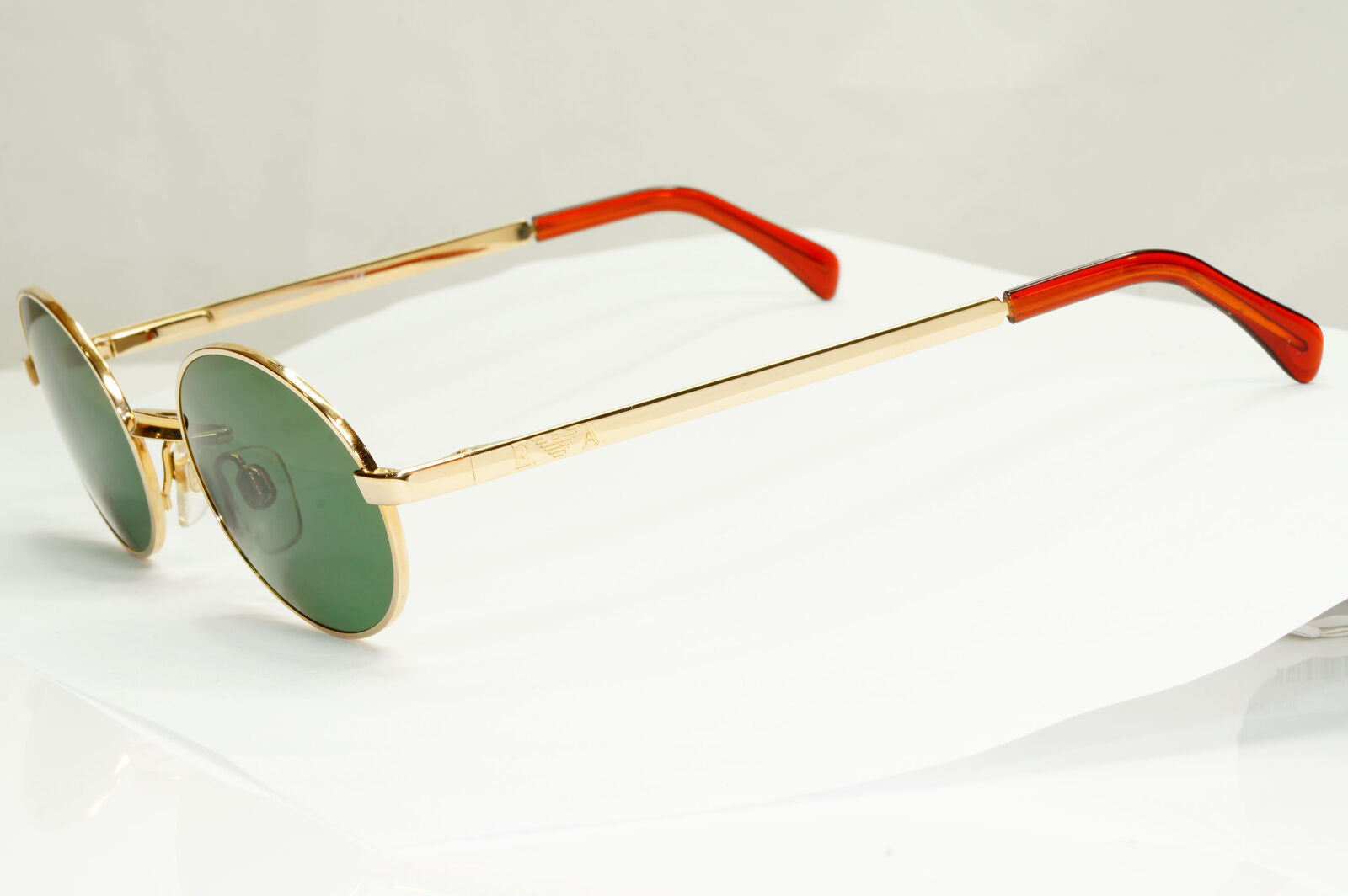 Emporio Armani Sunglasses 1997 Vintage Gold Green Metal Oval 076 743 48mm B