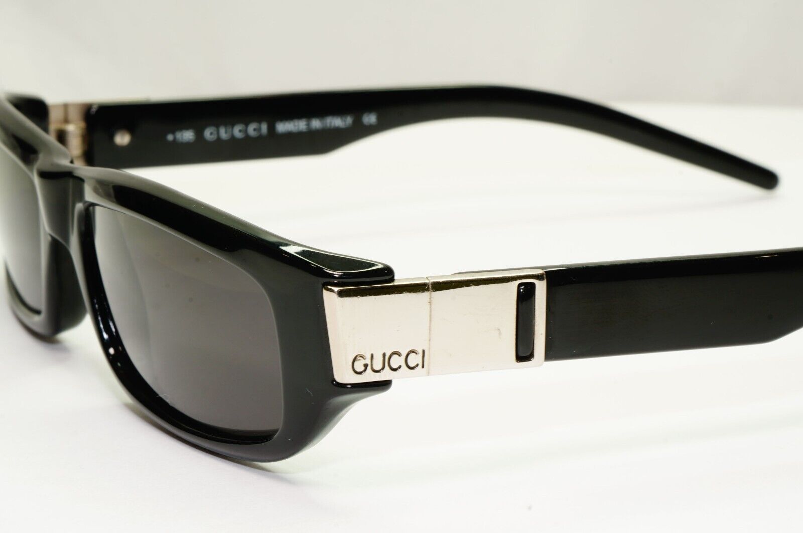 Gucci Sunglasses 1997 Vintage Black Rectangle Silver GG 1153/S D28 53mm 120125