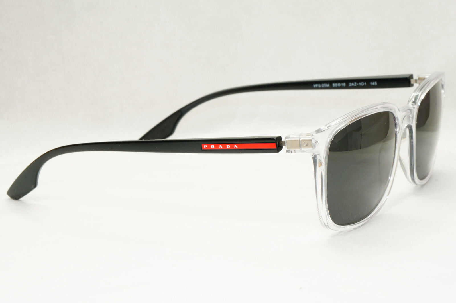 Prada Sunglasses Crystal Black Square Transparent PS05MV VPS 05M 2AZ-1O1 55mm