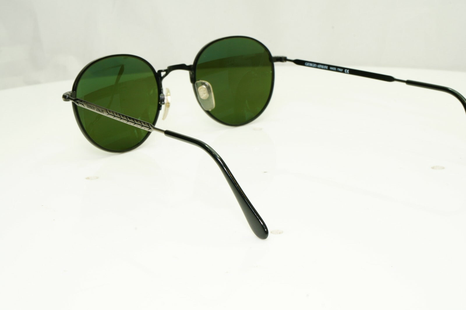 Giorgio Armani 1997 Vintage Sunglasses Gunmetal Glass Lens Round Metal 652 722 a