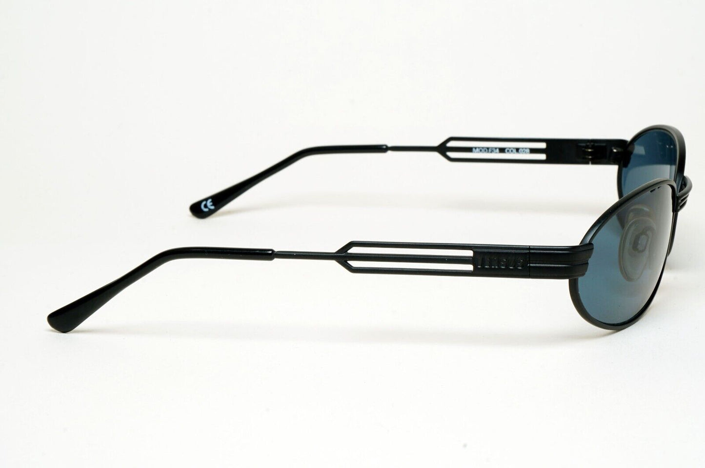 Versus Sunglasses 1996 by Gianni Versace Vintage Black Oval Wrap MOD F34 COL 028