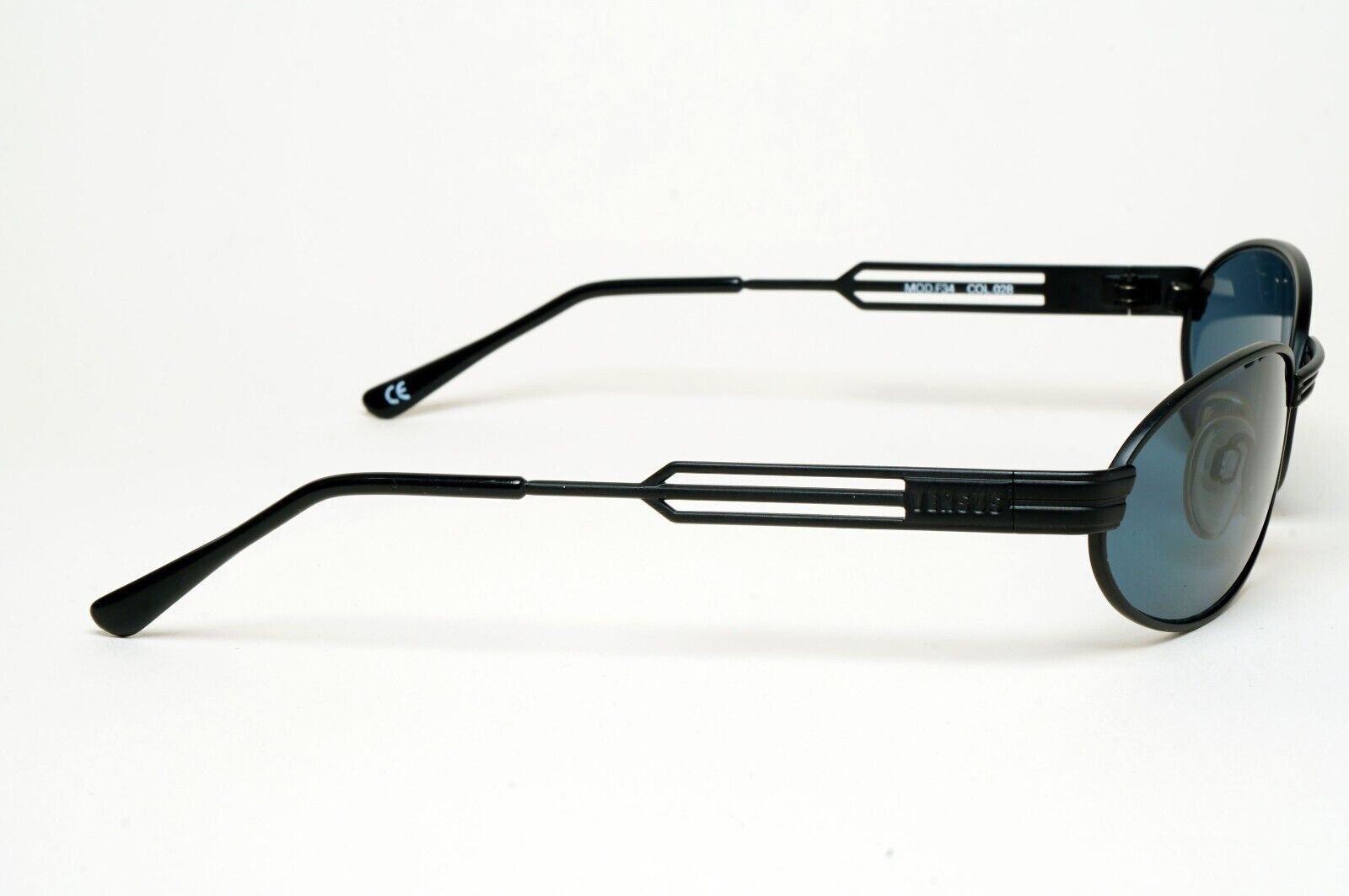 Versus Sunglasses 1996 by Gianni Versace Vintage Black Oval Wrap MOD F34 COL 028