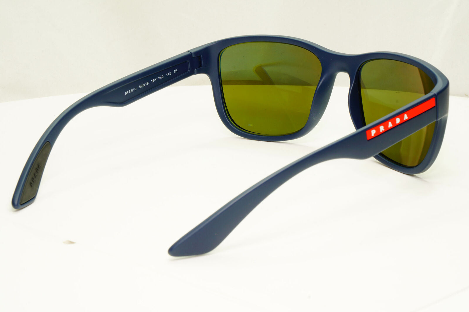 Prada Polarized Blue Silver Sunglasses Green Mirror PS01US SPS 01U TFY-740