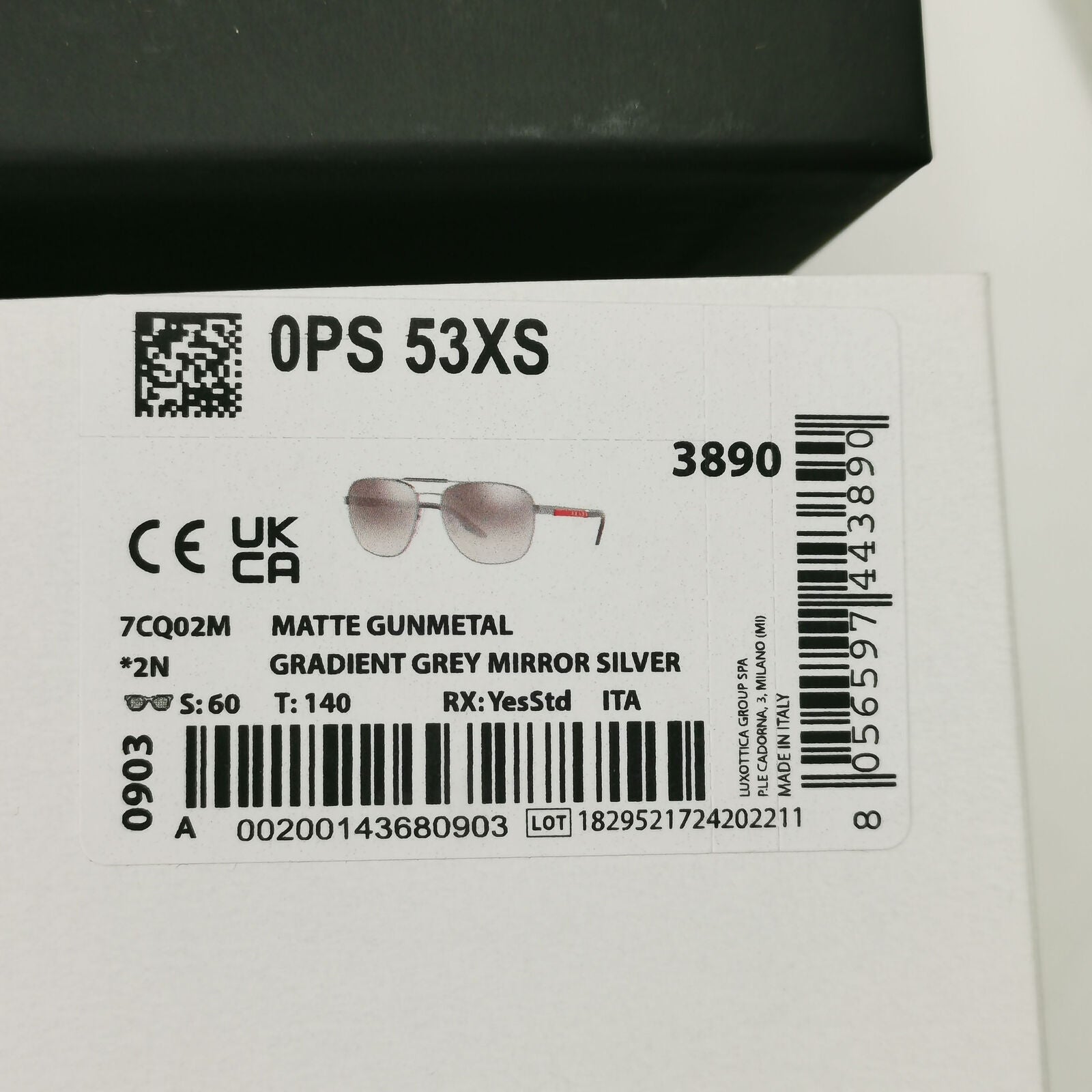 Prada Sunglasses Gunmetal Grey Matte Mirror Silver Pilot PS53XS SPS 53X 7CQ-02M