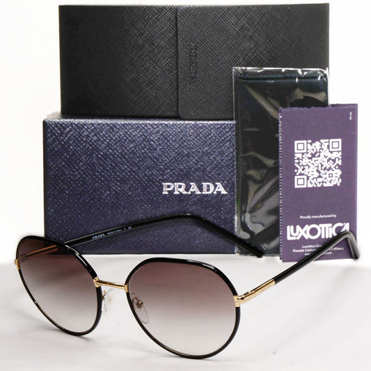 Prada Sunglasses Black Gold Grey Gradient Round PR65XS SPR 65X AAV-0A7 58mm