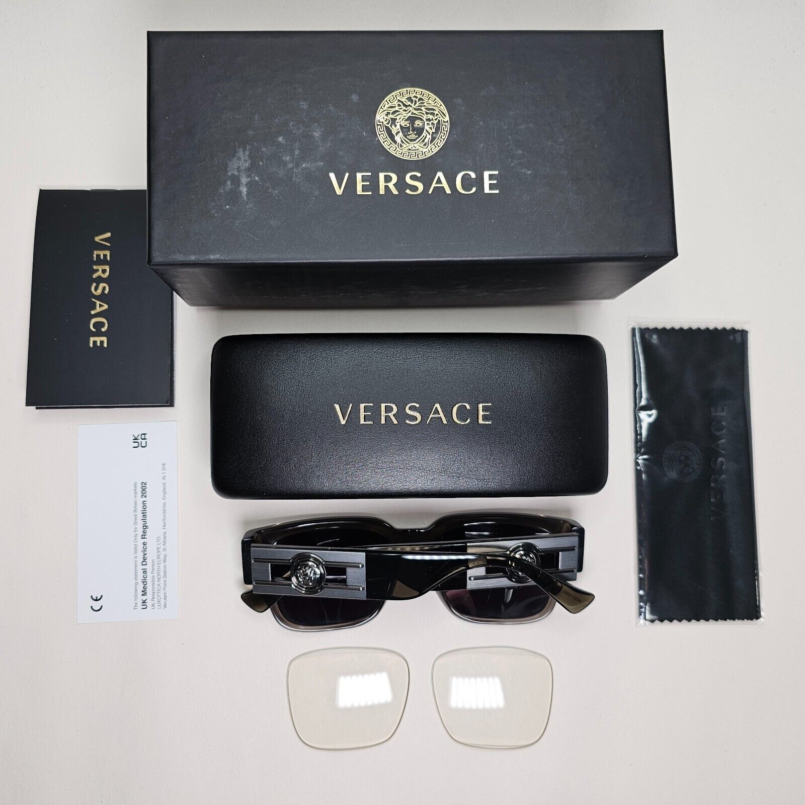 Versace Sunglasses Brown Grey Transparent Square Black Medusa MOD VE 3350 5436
