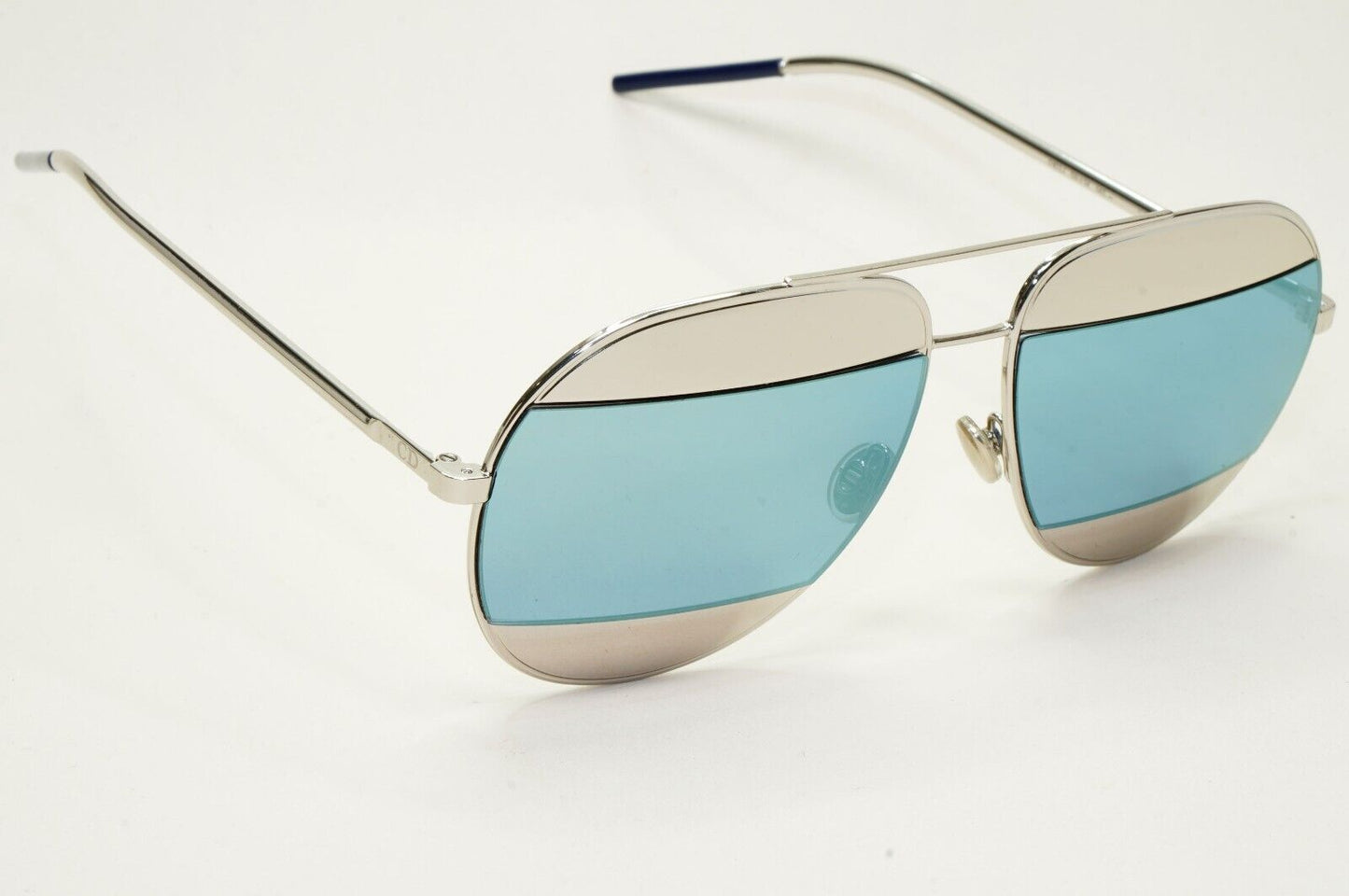 Dior Sunglasses Blue Silver Palladium Metal Pilot Unisex Split 1 0103J 311024