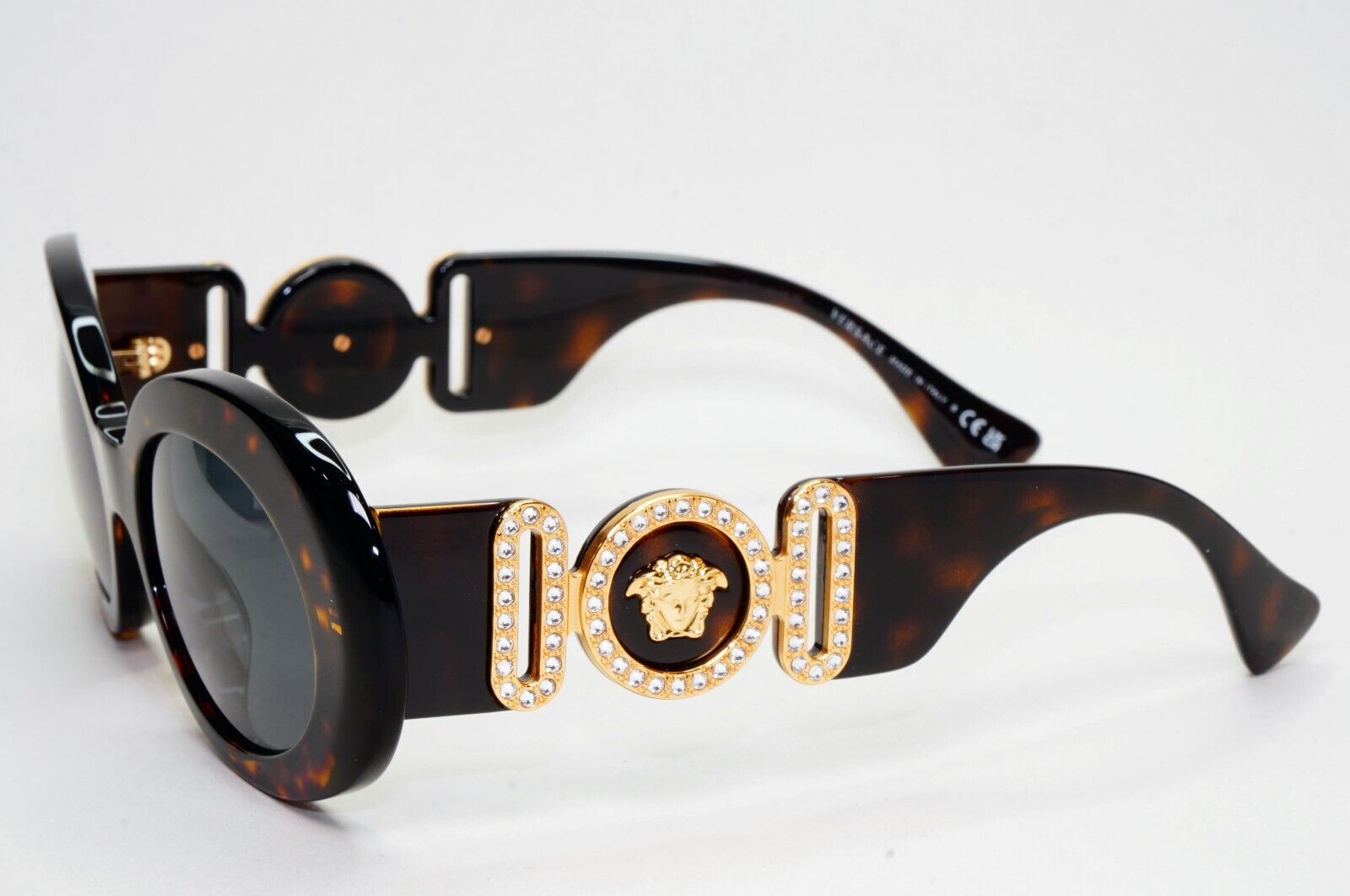 Versace Sunglasses Medusa Diamante Brown Gold Grey Oval MOD VE 4426BU 108/87