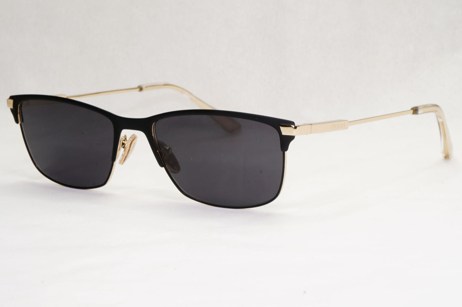 Prada Sunglasses Gold Black Metal Rectangle PR55ZV VPR 55Z 1BO-1O1 55mm
