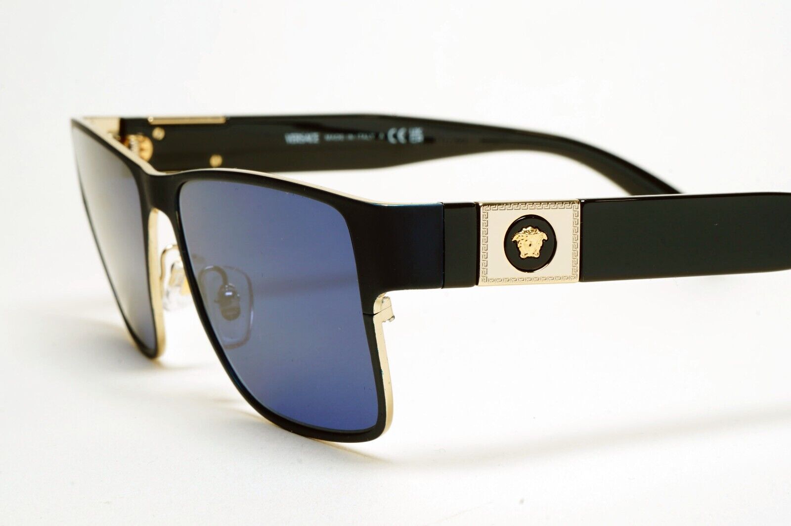 Versace Sunglasses Blue Black Gold Medusa Metal Square MOD 1274 1468 55mm [b]