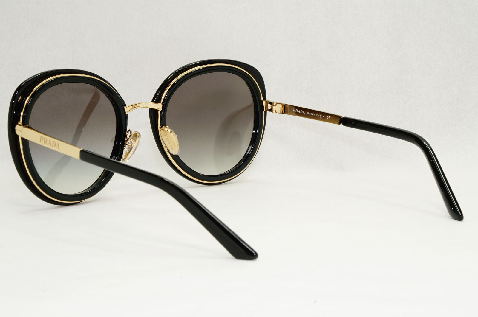 Prada Sunglasses Black Gold Grey Gradient Round PR54YS SPR 54Y AAV-0A7 54mm