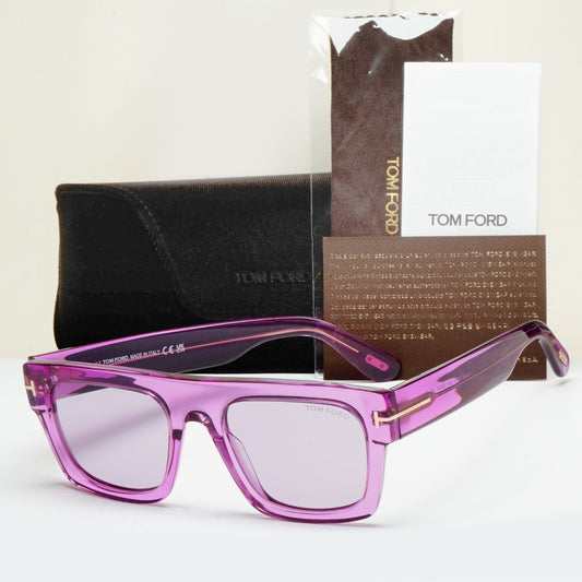Tom Ford Sunglasses Fausto Violet Transparent Square FT0711 TF 711 81Y 53mm