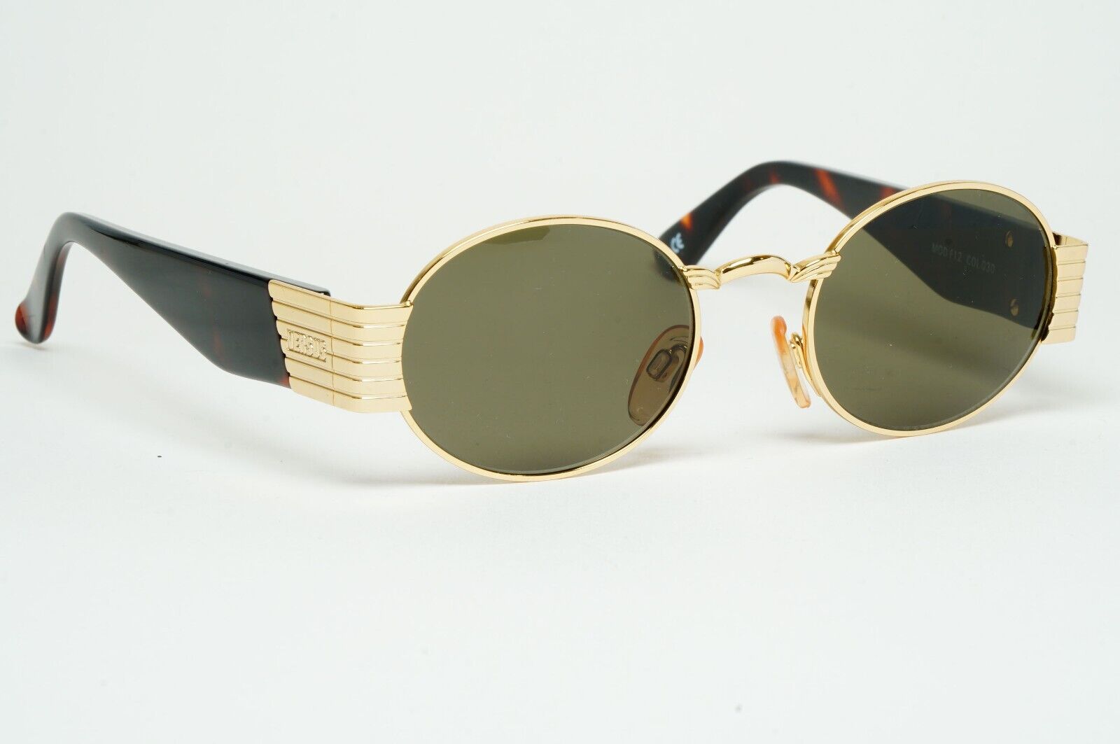 Versus Sunglasses 1996 by Gianni Versace Vintage Gold Oval Brown MOD F12 COL 030
