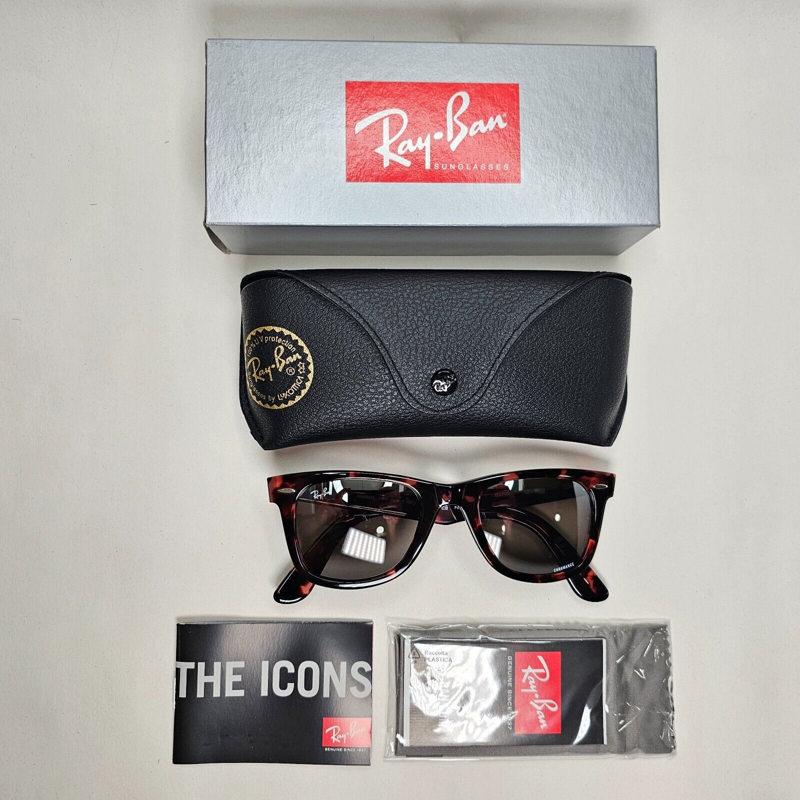 Ray-Ban Sunglasses Wayfarer Polarised Chromance Brown Havana RB 2140 1334/G3