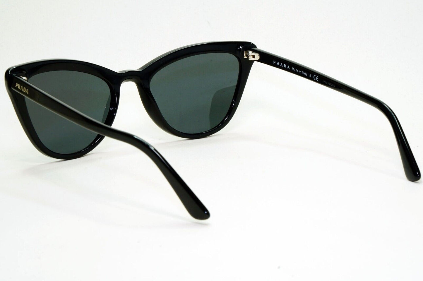 Prada Sunglasses Black Cat Eye Glossy PR01VS SPR 01V 1AB-5S0 56mm 050824