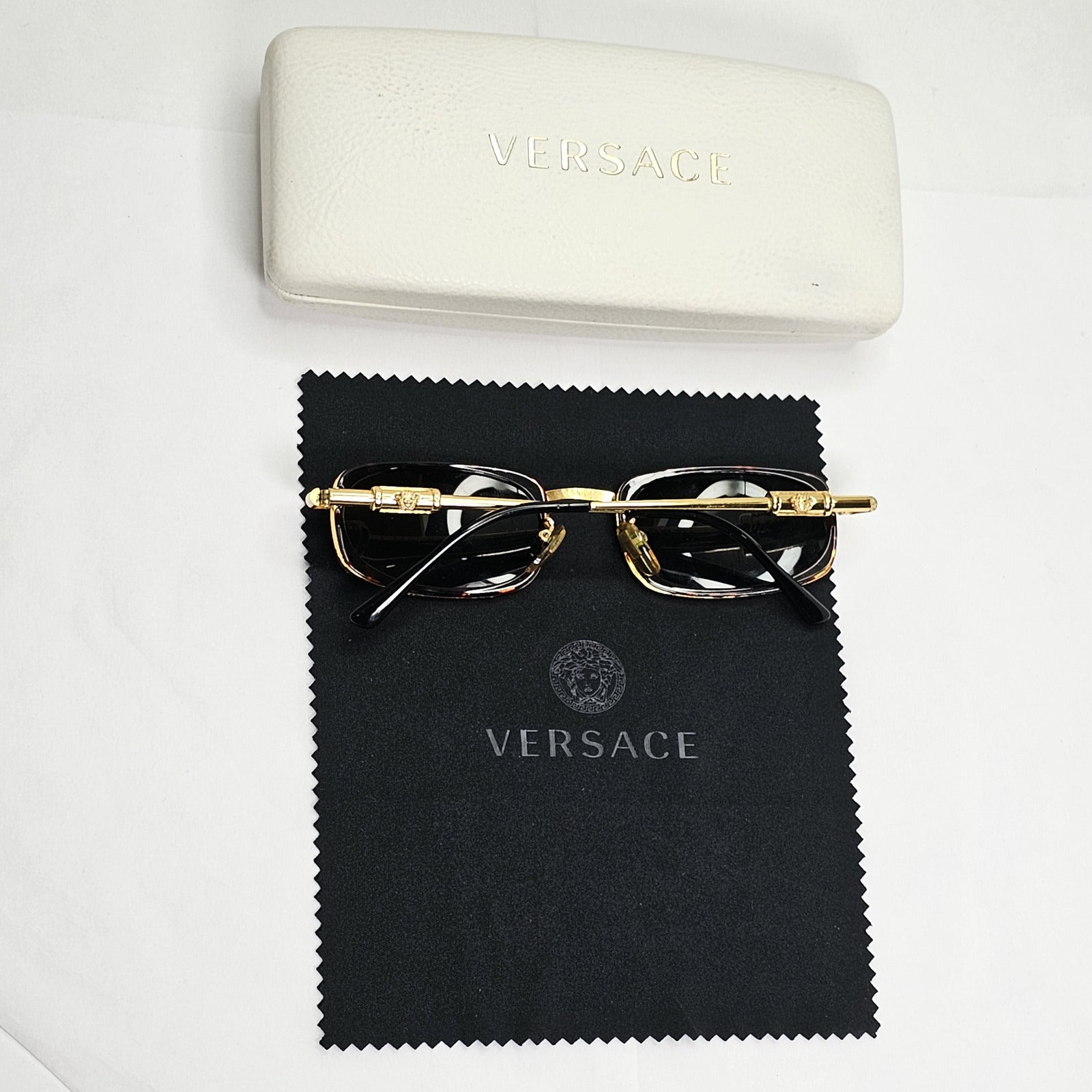 Gianni Versace 1995 Sunglasses Gold Tortoise Green MOD X12 COL A11 50mm 200124