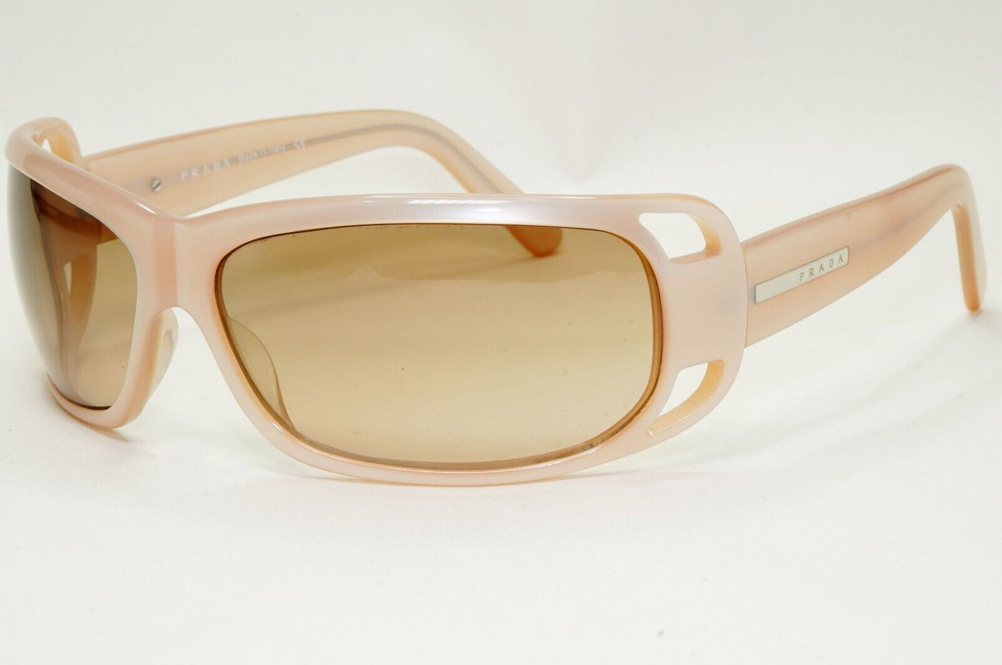 Prada Sunglasses 2005 Vintage Beige Brown Wrap PR02FS SPR 02F 3BQ-6S1 311024