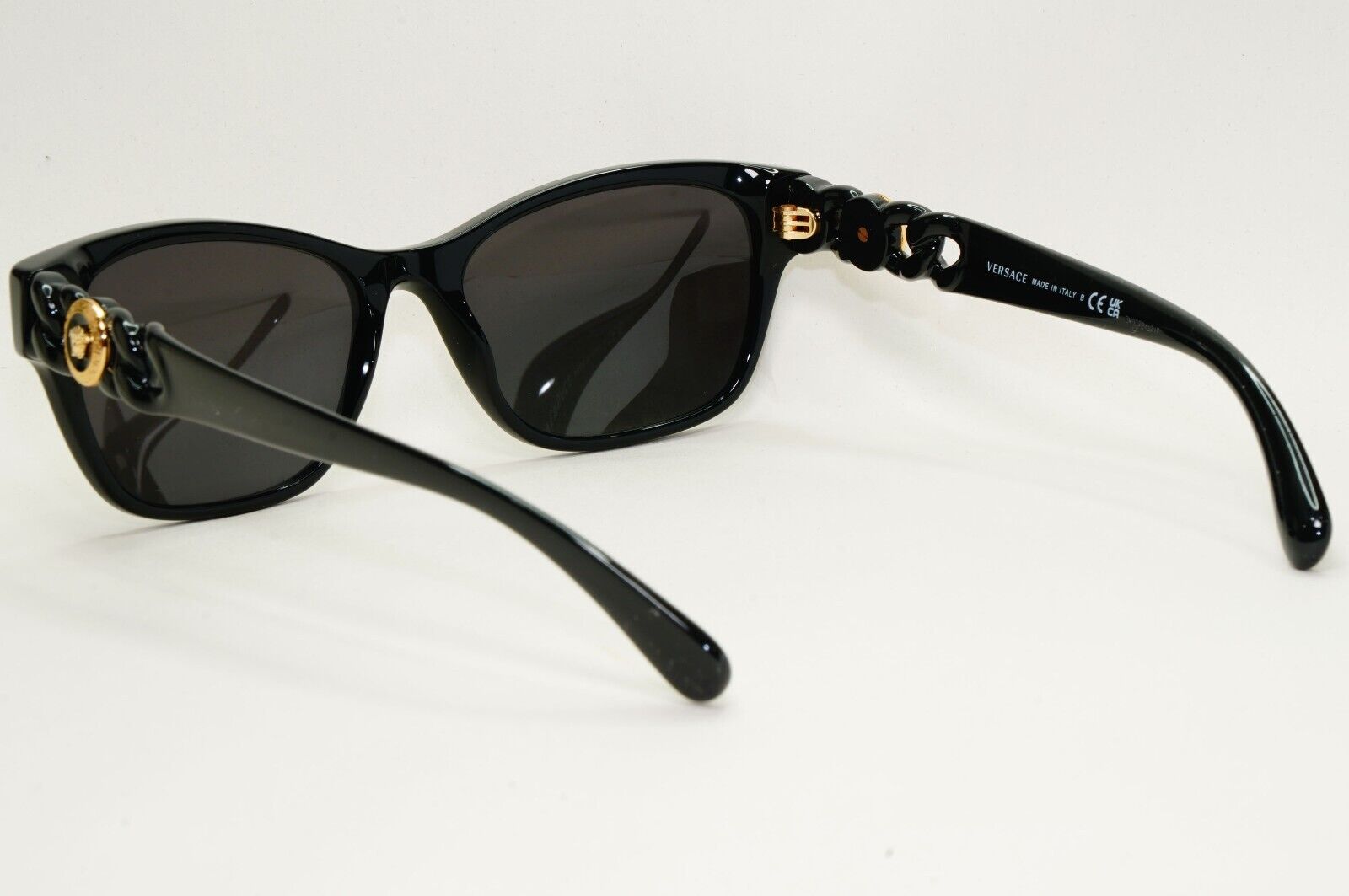Versace Sunglasses Black Gold Medusa Chain Square Glossy MOD VE 3306 GB1 54mm