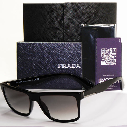 Prada Sunglasses Black Grey Gradient Square Glossy PR19SS SPR 19S 1AB-0A7 59mm