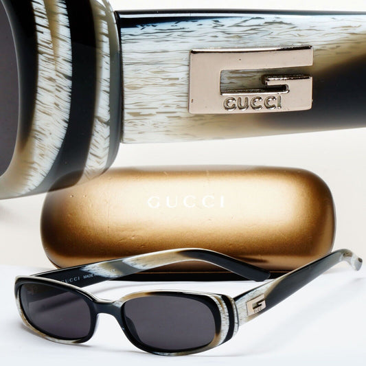 Gucci Sunglasses 1998 Vintage Rectangle Small Black Marble GG 2452/S 5MY 170125