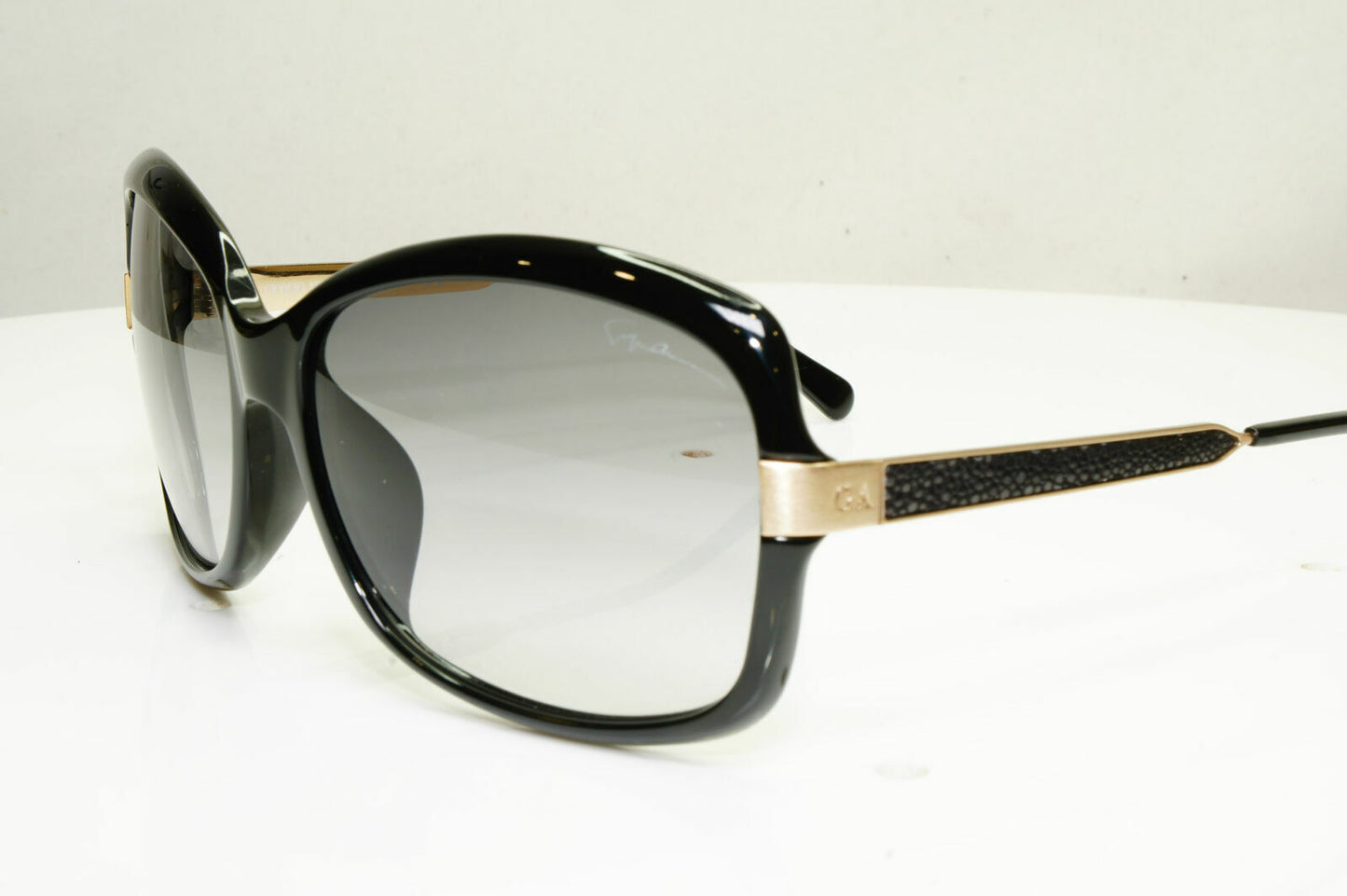 Giorgio Armani Stingray Leather Black Gold Sunglasses Womens GA 934 2E9VK 30343