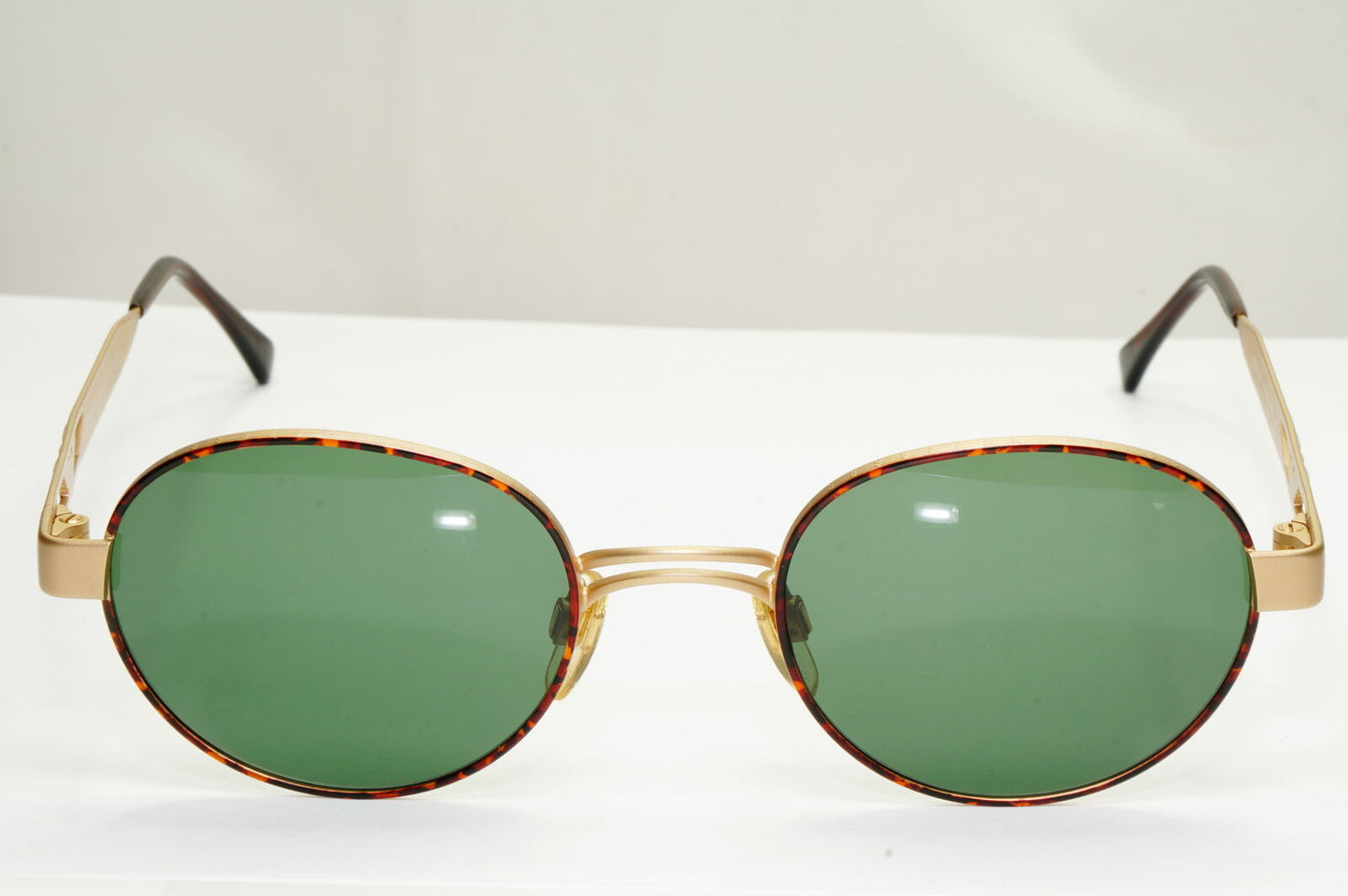 Emporio Armani Sunglasses 1997 Vintage Gold Round Green Eagle Metal 023-S 833 XL