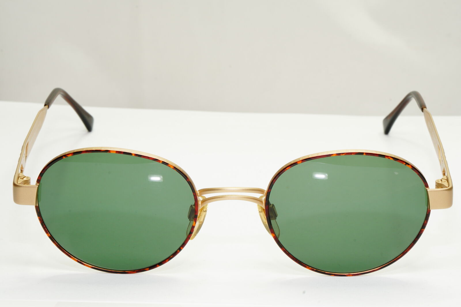 Emporio Armani Sunglasses 1997 Vintage Gold Round Green Eagle Metal 023-S 833 XL