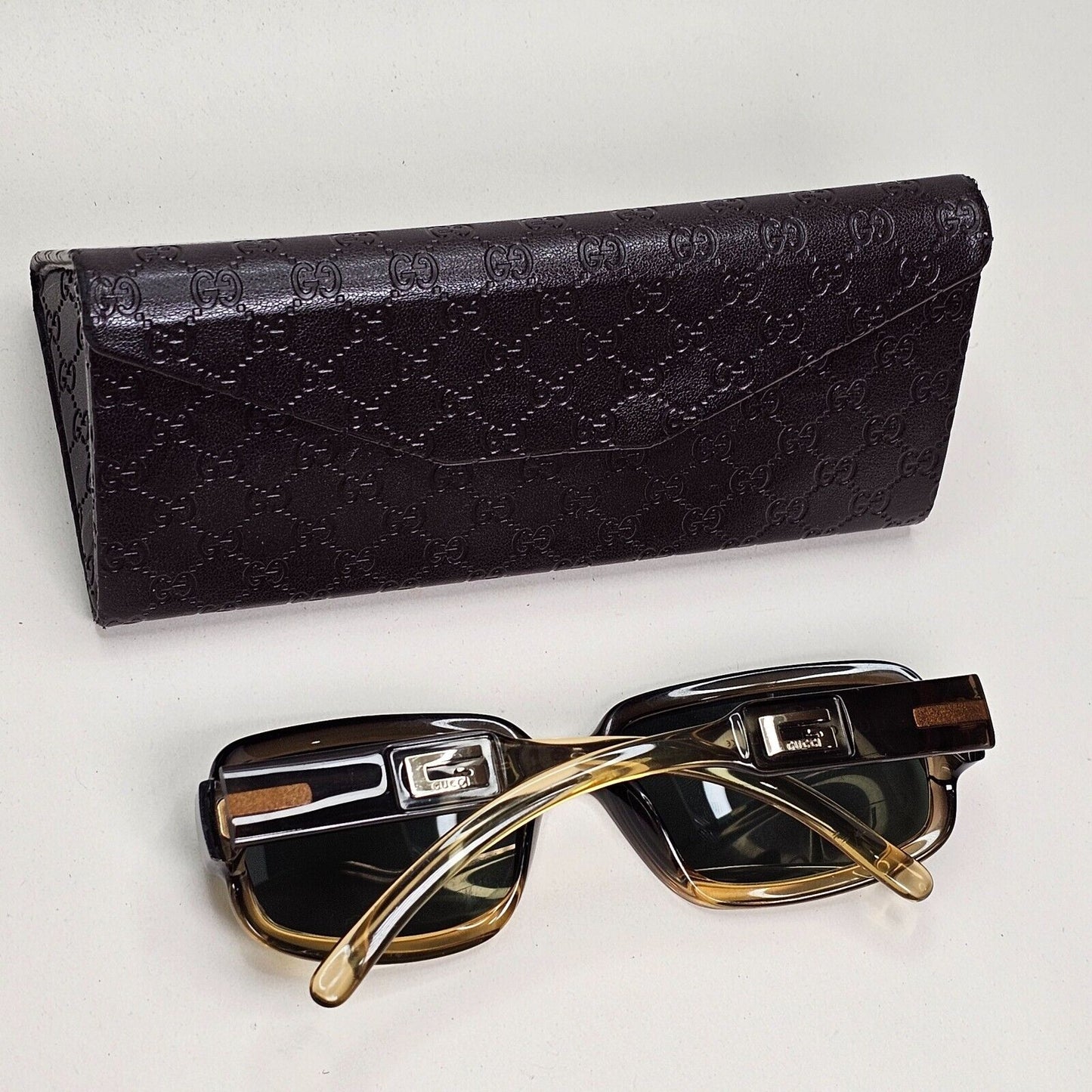 Gucci Sunglasses 1997 Vintage Brown Transparent Honey Green GG 2475/S T7V 291024