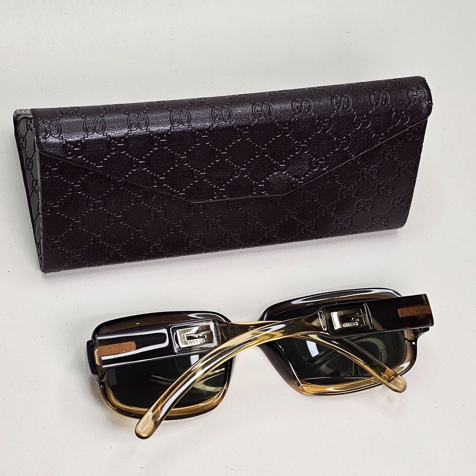 Gucci Sunglasses 1997 Vintage Brown Transparent Honey Green GG 2475/S T7V 291024