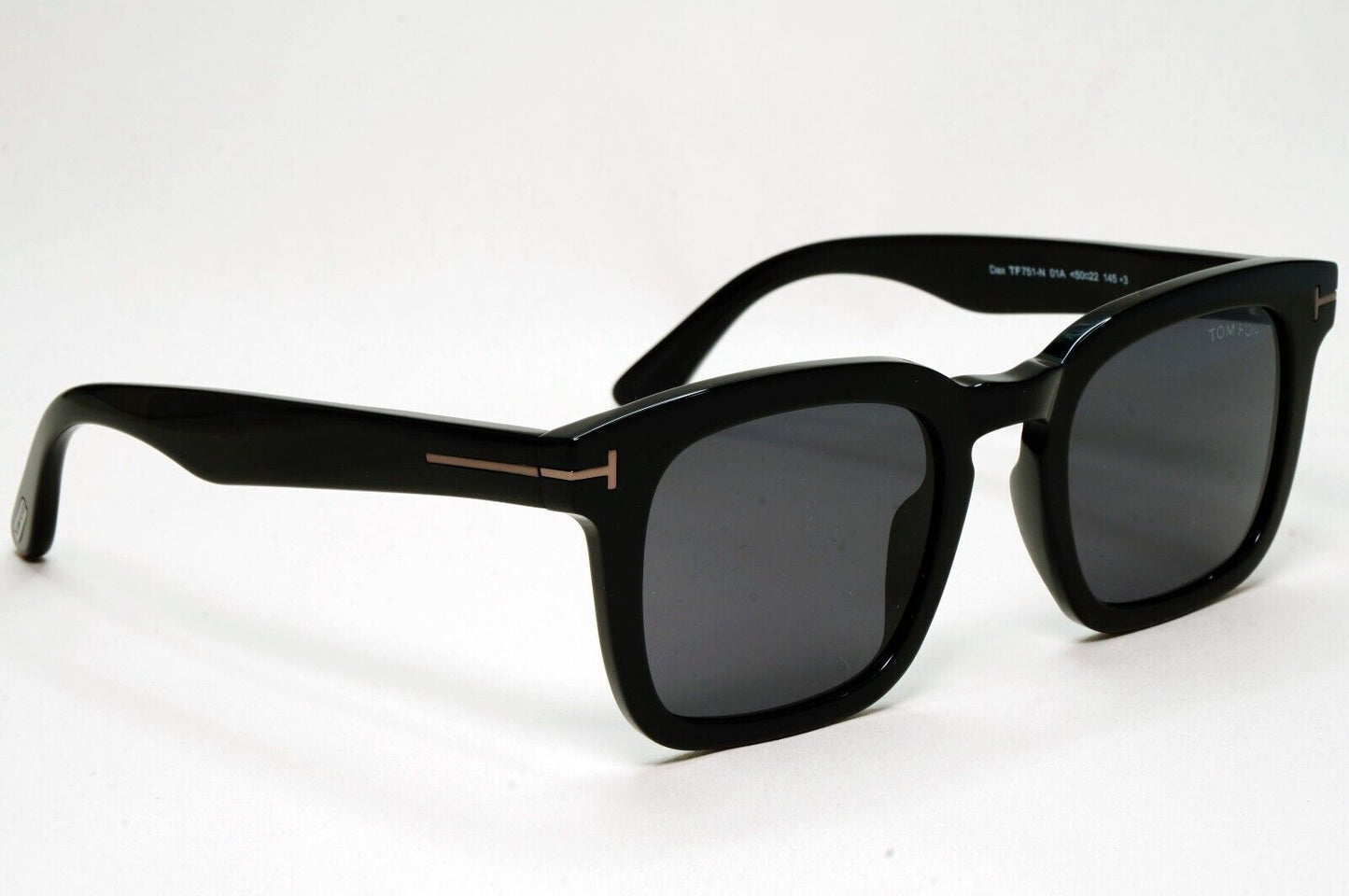 Tom Ford Sunglasses Dax Black Glossy Square Grey TF 751-N FT0751-N 01A 50mm