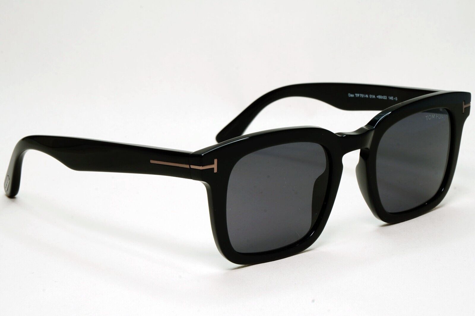 Tom Ford Sunglasses Dax Black Glossy Square Grey TF 751-N FT0751-N 01A 50mm