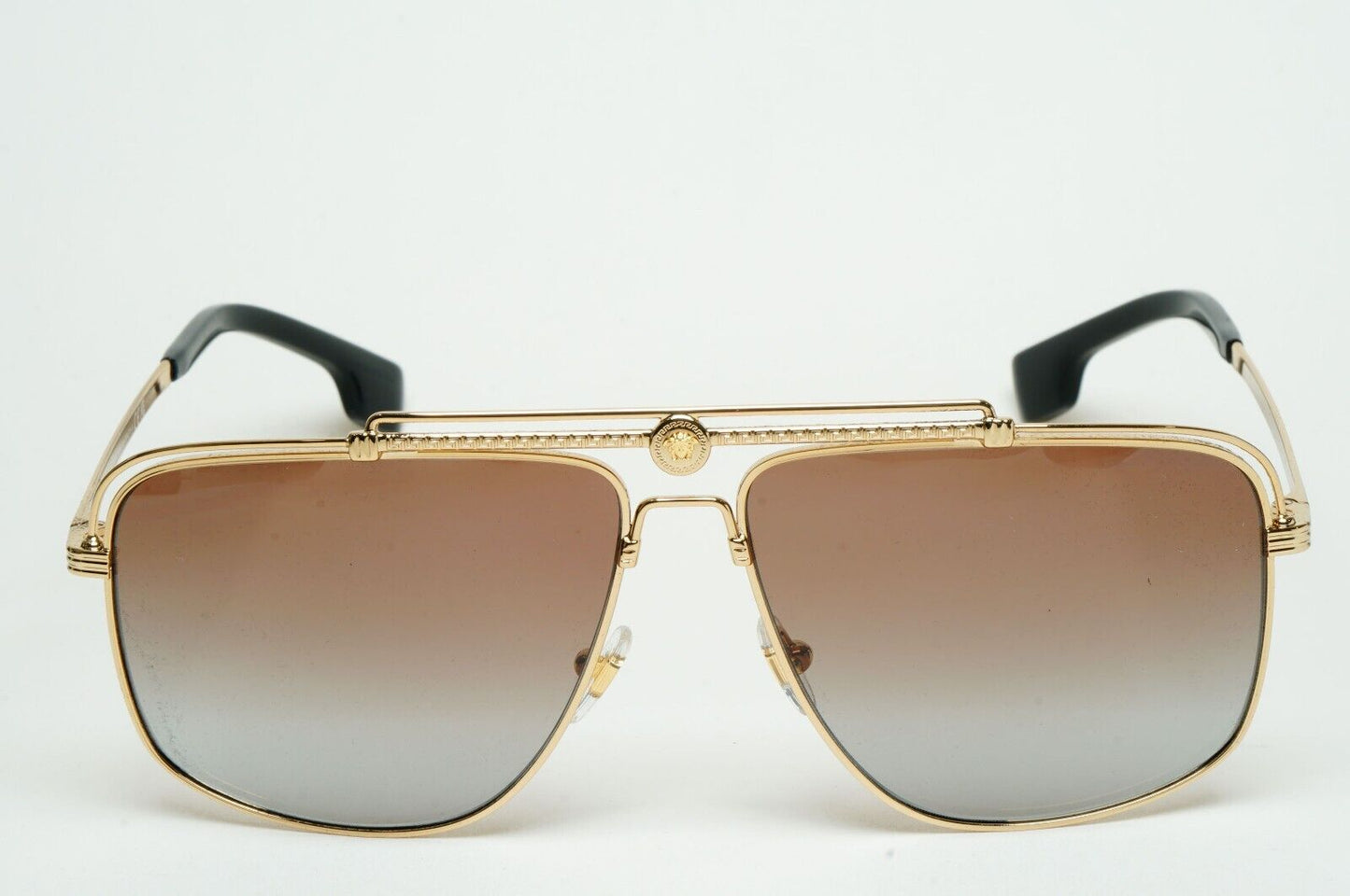 Versace Sunglasses Gold Brown Grey Navigator Pilot MOD VE 2242 1002/89 61mm