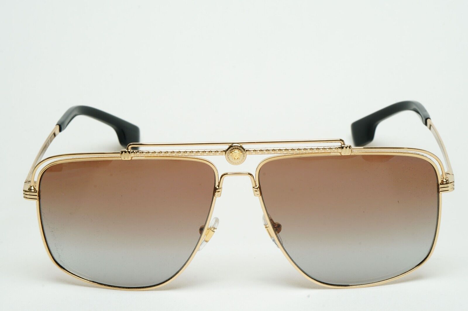 Versace Sunglasses Gold Brown Grey Navigator Pilot MOD VE 2242 1002/89 61mm