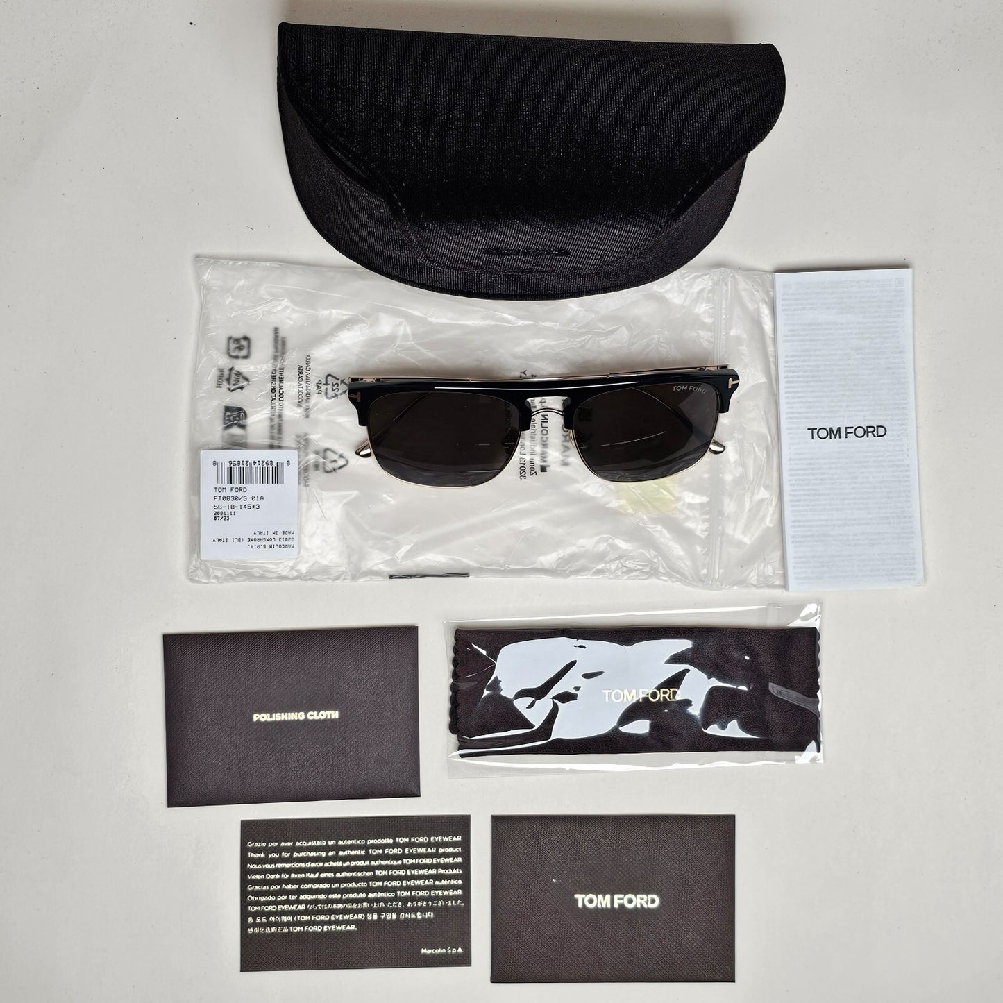 Tom Ford Sunglasses Lee Black Gold Grey Square Navigator FT0830 TF 830 01A 56mm
