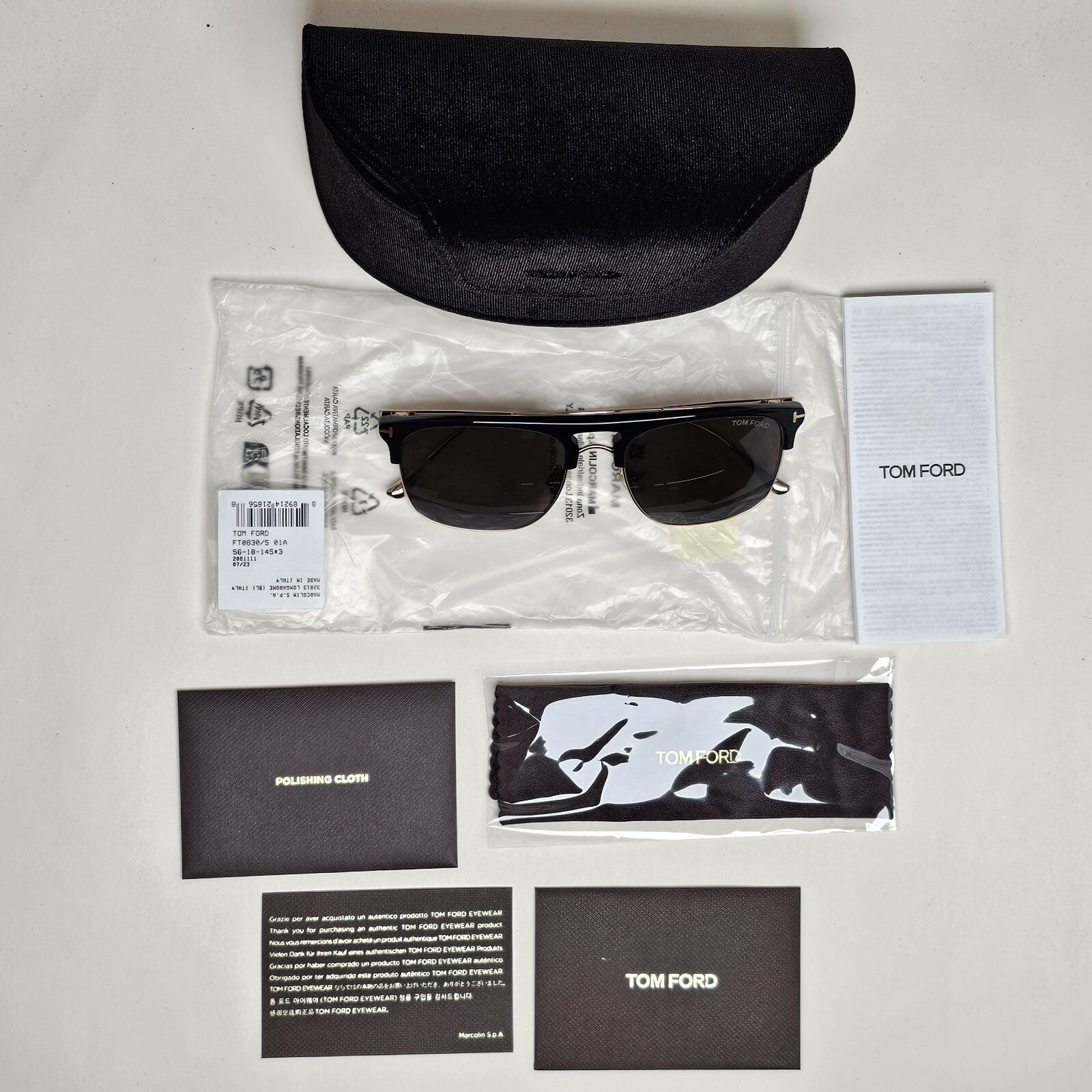 Tom Ford Sunglasses Lee Black Gold Grey Square Navigator FT0830 TF 830 01A 56mm