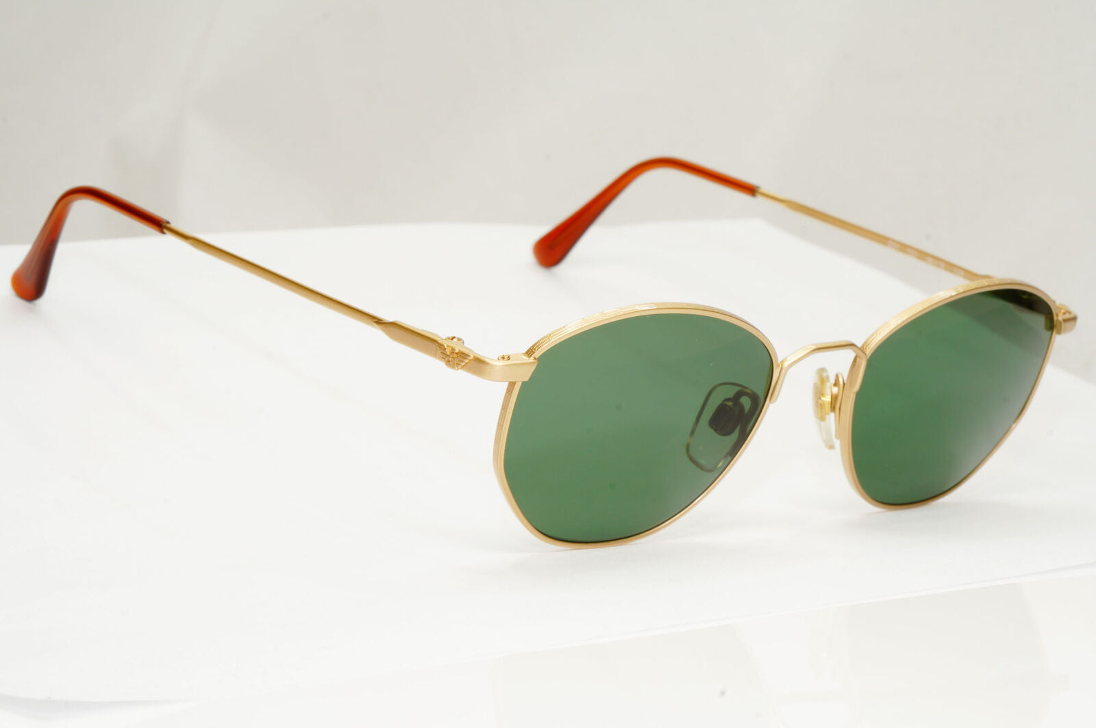 Emporio Armani Sunglasses 1997 Vintage Gold Green Metal Round 031 703 48mm B