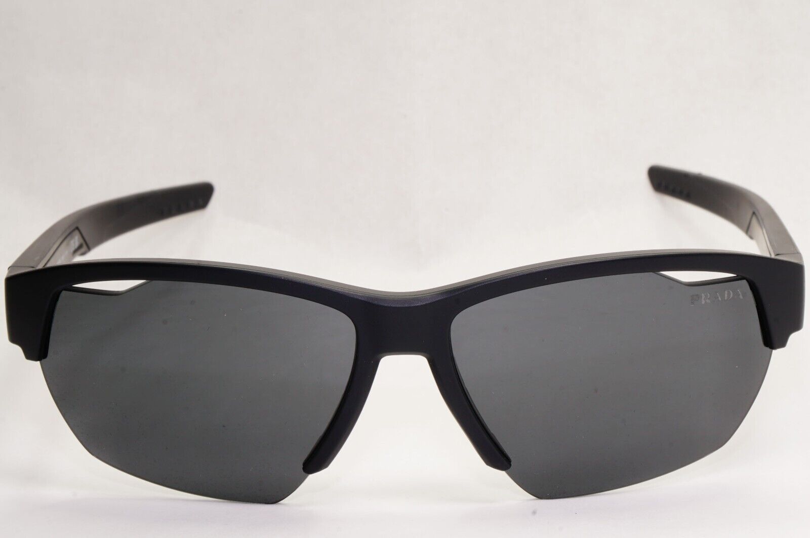 Prada Sunglasses Black Matte Wrap Grey Lens Vents PS03YS SPS 03Y 1BO-06F 64mm