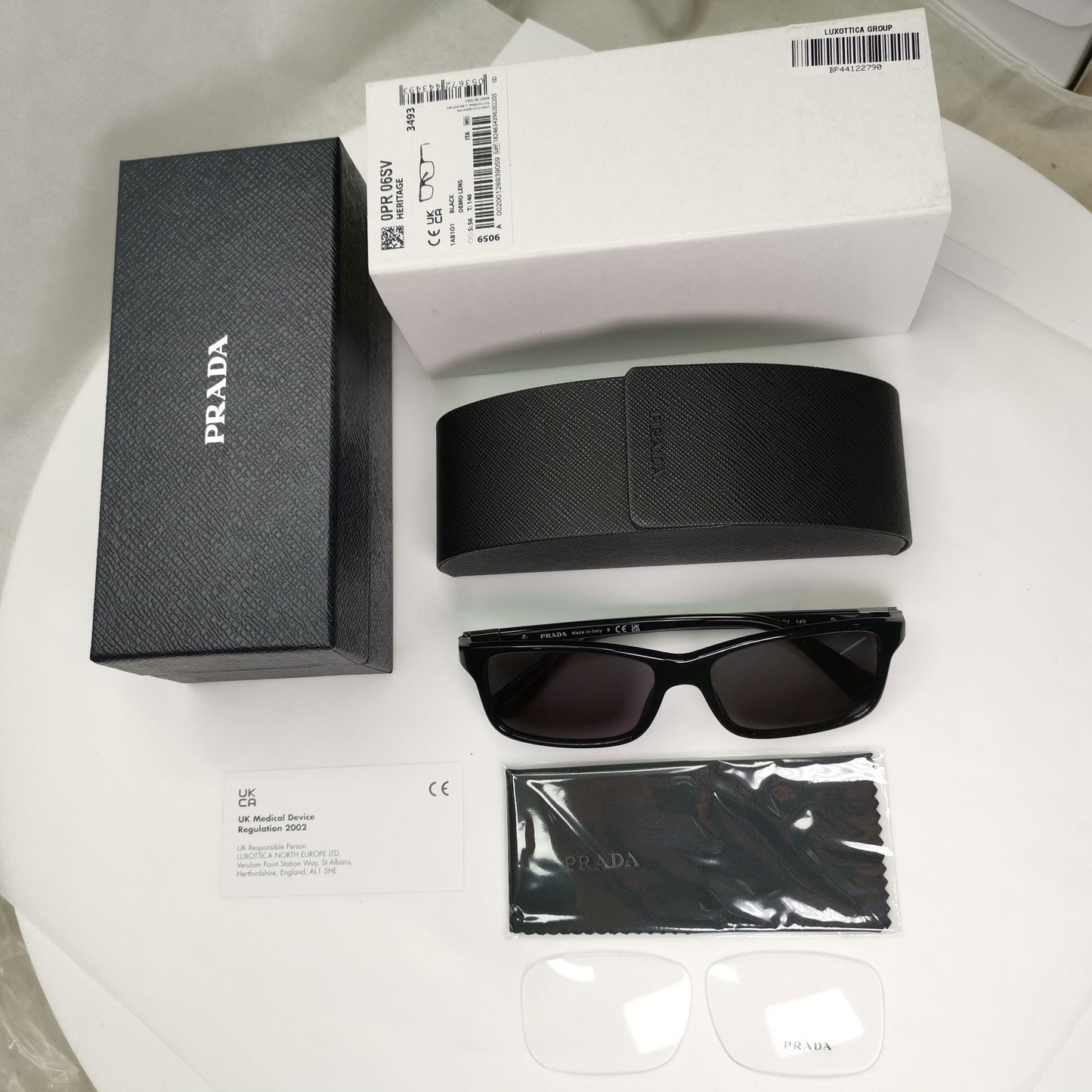 Prada Sunglasses Black Rectangle Square Fashion PR06SV VPR 06S 1AB-1O1 56mm